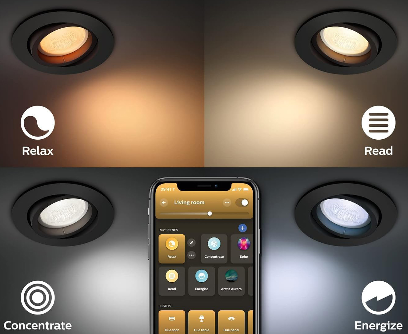 Oprawa Podtynkowa Wpuszczana LED 4.2W 400lm IP20 White and Color Ambiance RGB + TW Czarna Inteligentna SMART Zigbee Bluetooth Centura Philips HUE - trzecia cecha produktu