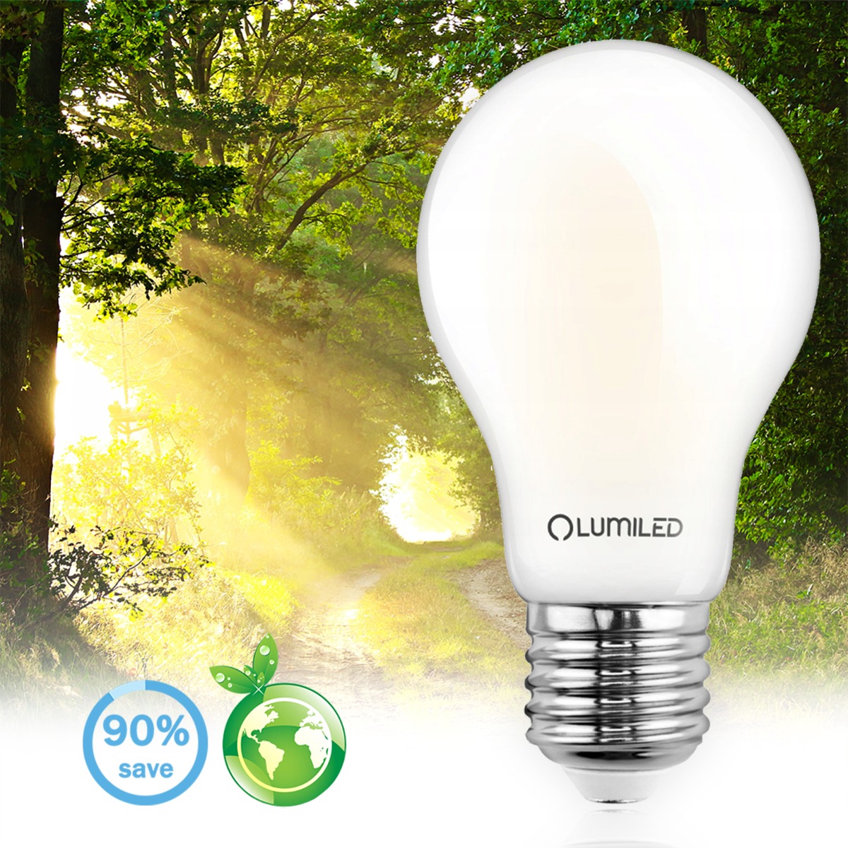 Żarówka LED E27 A60 8W = 75W 1055lm 3000K Ciepła 360° FILAMENT LUMILED - pierwsza cecha produktu