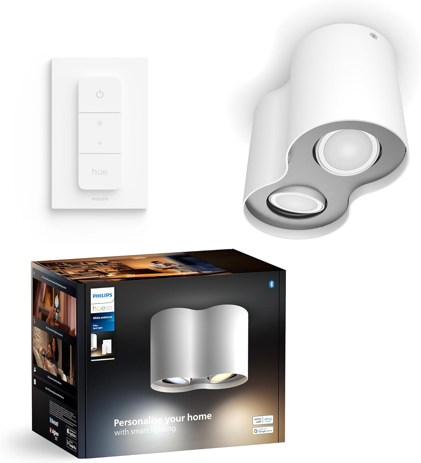 Lampa Sufitowa LED Oprawa Natynkowa TUBA SPOT 8.4W 800lm IP20 White Ambiance TW Biała Inteligentna SMART Zigbee Bluetooth + Regulator Pilot Pillar Philips HUE - główne zdjęcie produktu