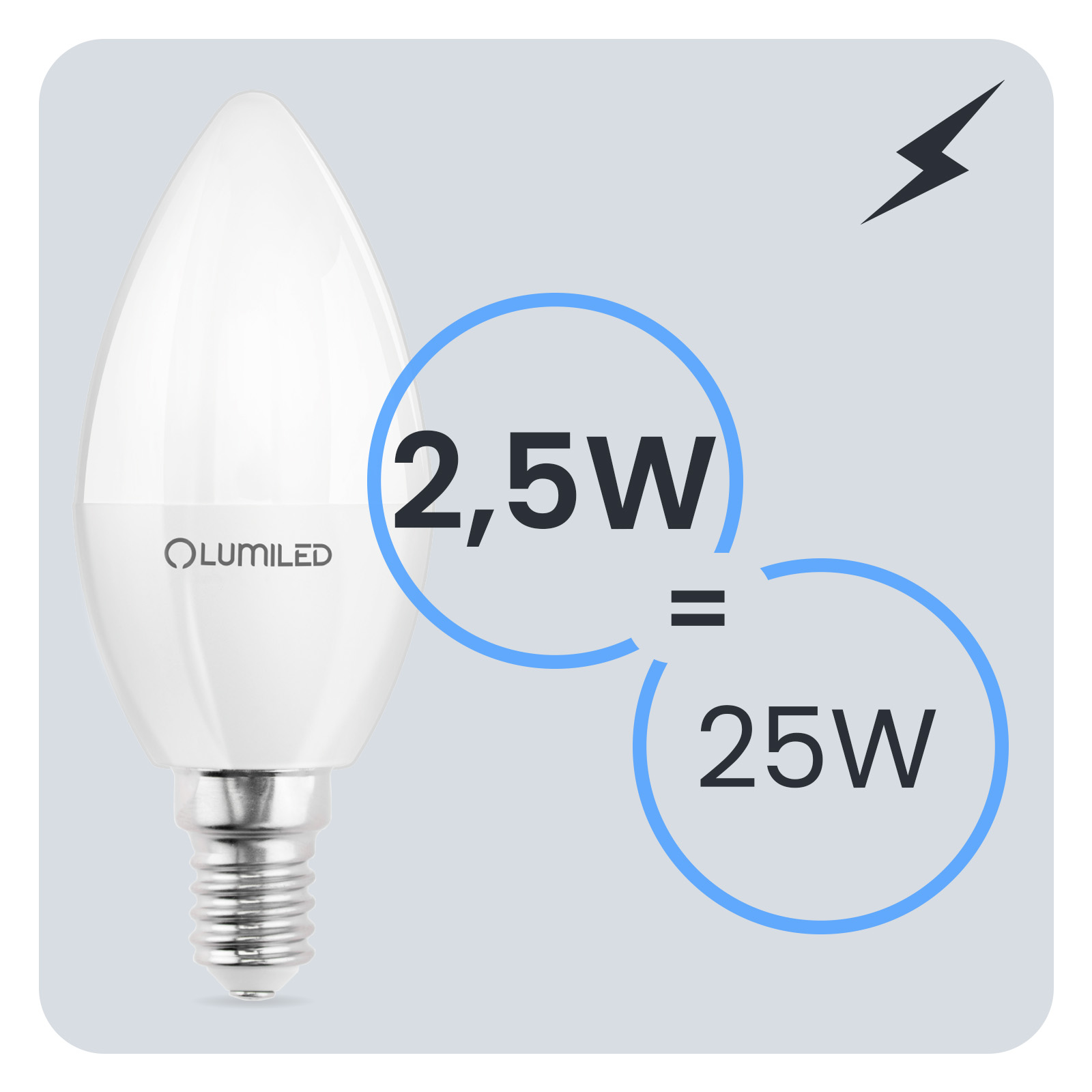 Żarówka LED E14 Świeczka B35 2,5W = 25W 249lm 4000K Neutralna 180° LUMILED - trzecia cecha produktu