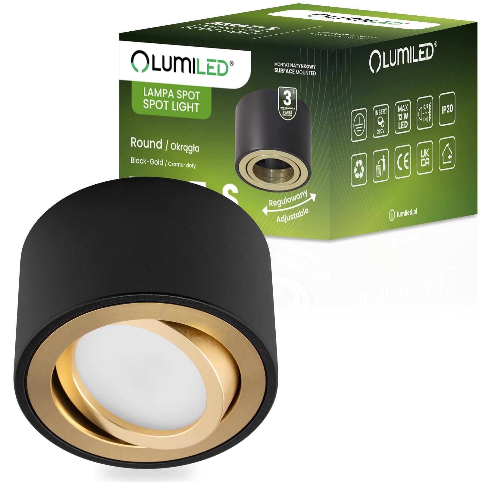 Oprawa Natynkowa HALOGENOWA Spot Tuba Ruchoma Okrągła Czarno-Złota 50mm AMAT-S LUMILED - główne zdjęcie produktu