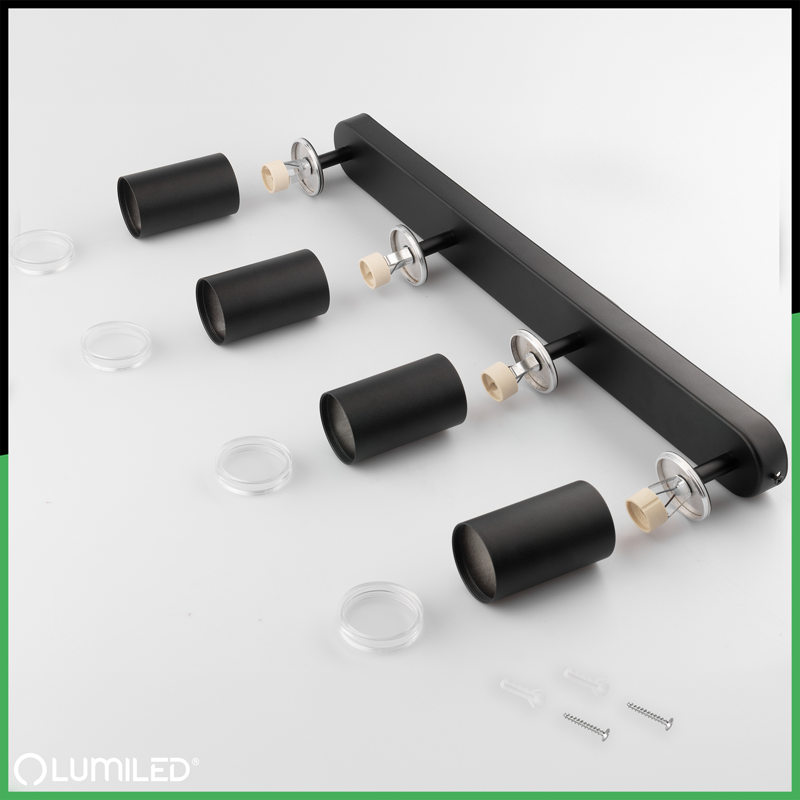 Lampa Sufitowa Reflektor LED Spot 4x GU10 IP44 ADERO Czarna Lumiled - skład produktu