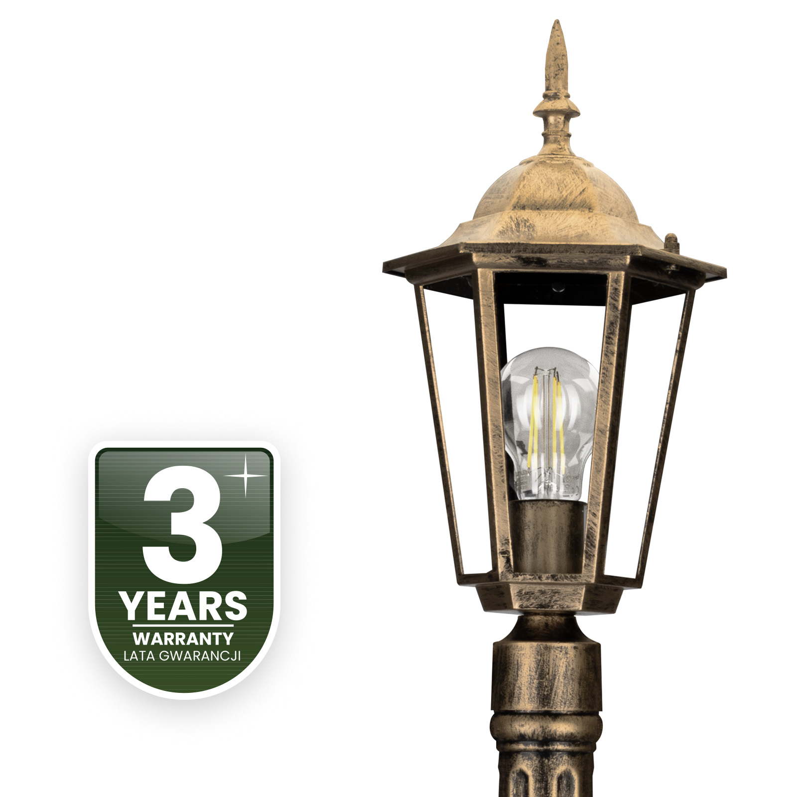 Lampa Ogrodowa Zewnętrzny E27 Niski SŁUPEK LATARNIA 110cm Patyna BELLIS LUMILED - czwarta cecha produktu
