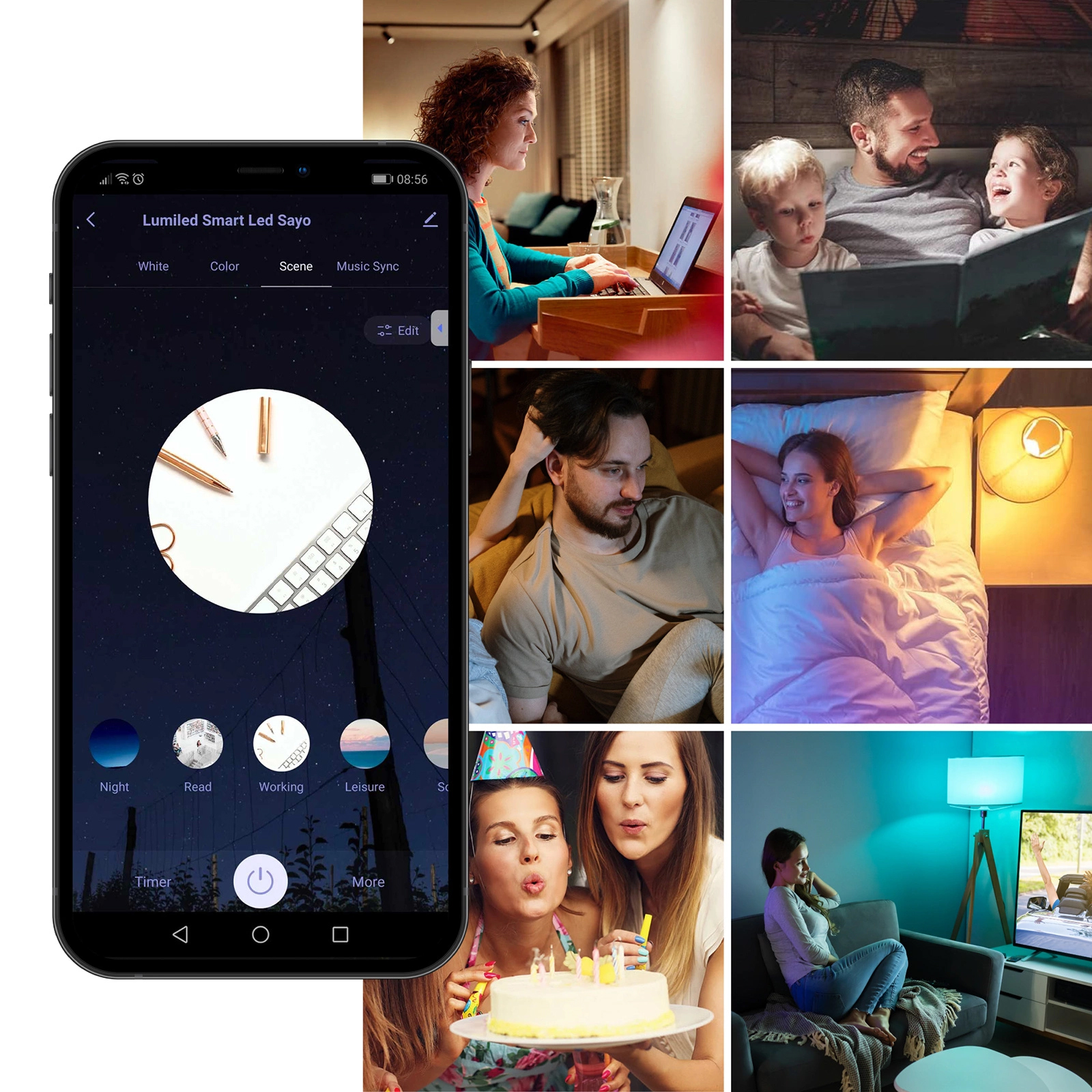 Żarówka LED E14 P40 KULKA 5W = 40W 450lm RGB CCT Ściemnialna Inteligentna TUYA WiFi SMART SAYO LUMILED - trzecia cecha produktu