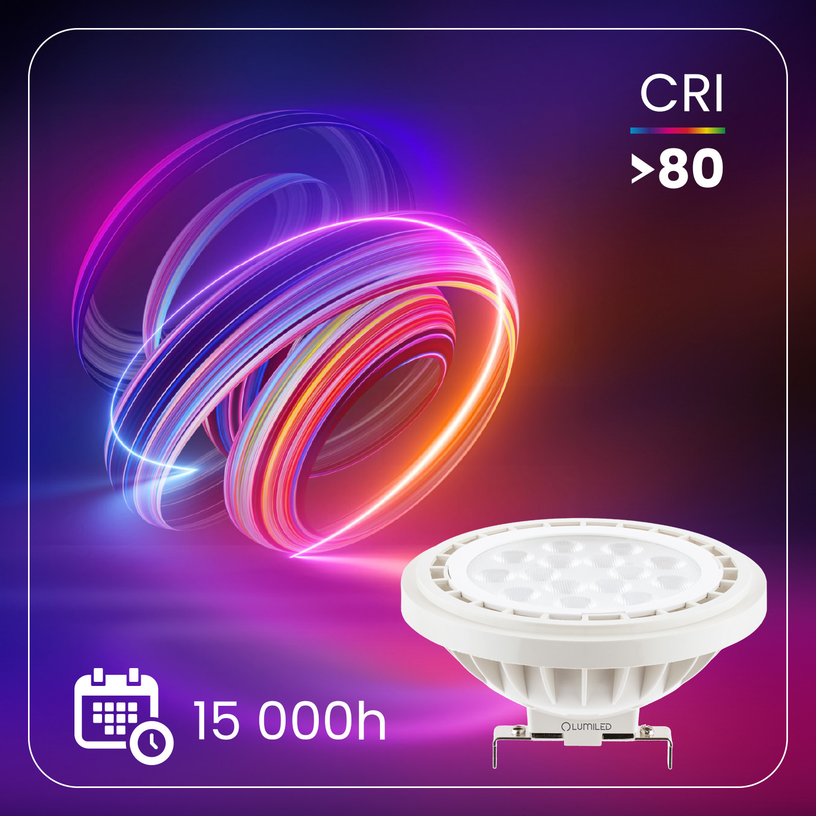 Żarówka LED G53 Reflektor AR111 10W = 75W 1055lm 3000K Ciepła 38° 12V LUMILED - druga cecha produktu