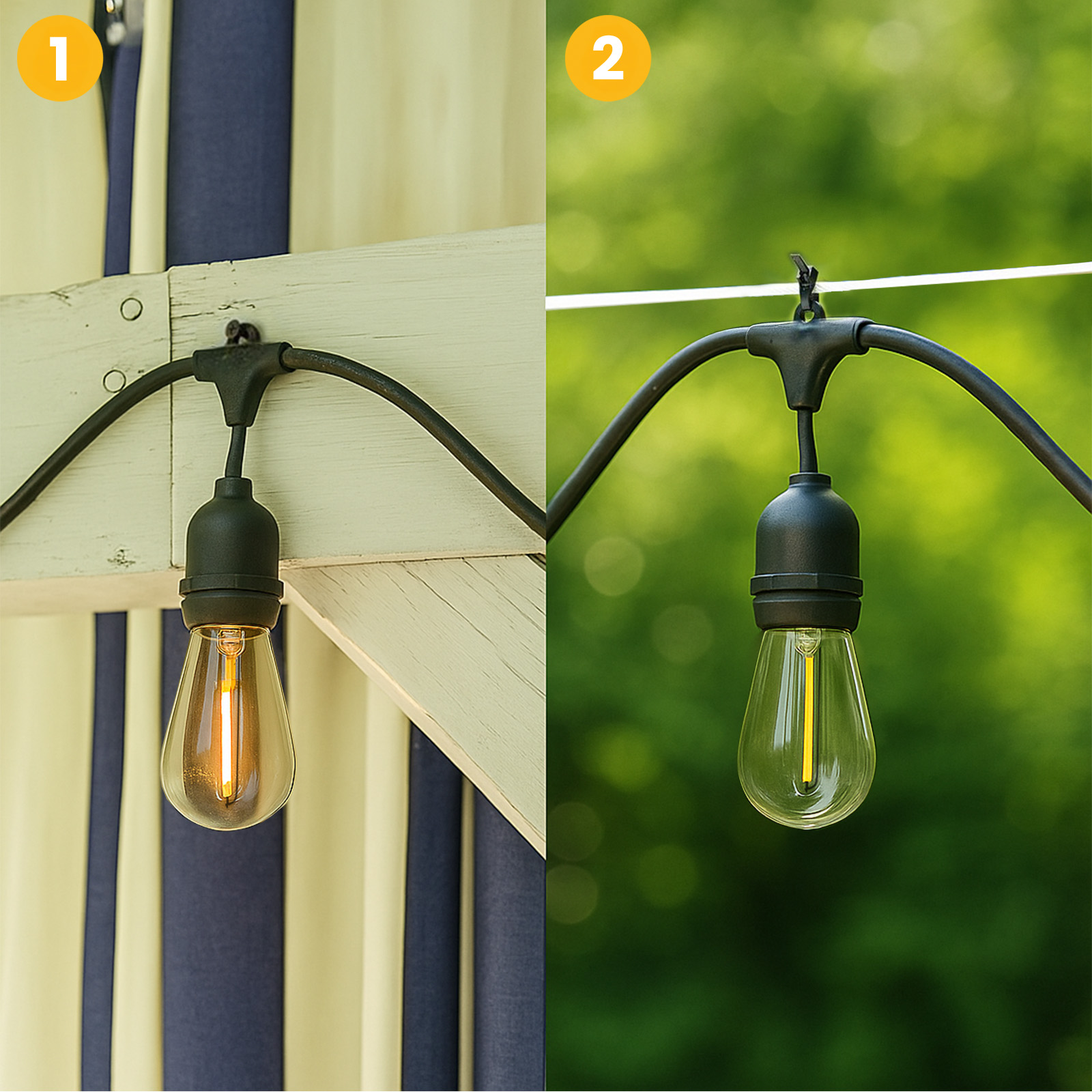 Girlanda Ogrodowa Zewnętrzna MALUS Łańcuch Świetlny 15m 15xE27 + Żarówki LED 1W Ciepła Lumiled - pierwsza cecha produktu