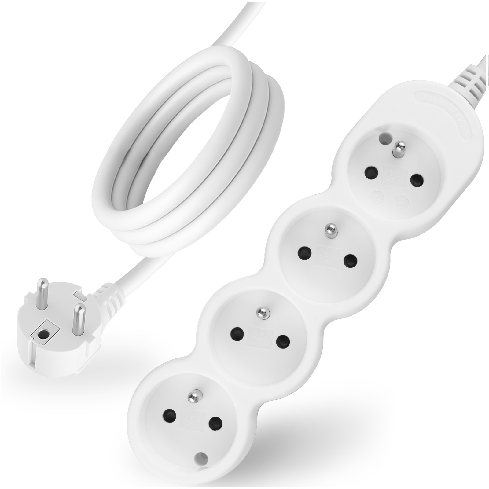 Przedłużacz Sieciowy Kabel z Uziemieniem Listwa Zasilająca 4 Gniazda 5m Biały Sznur Lendo Lumiled - główne zdjęcie produktu