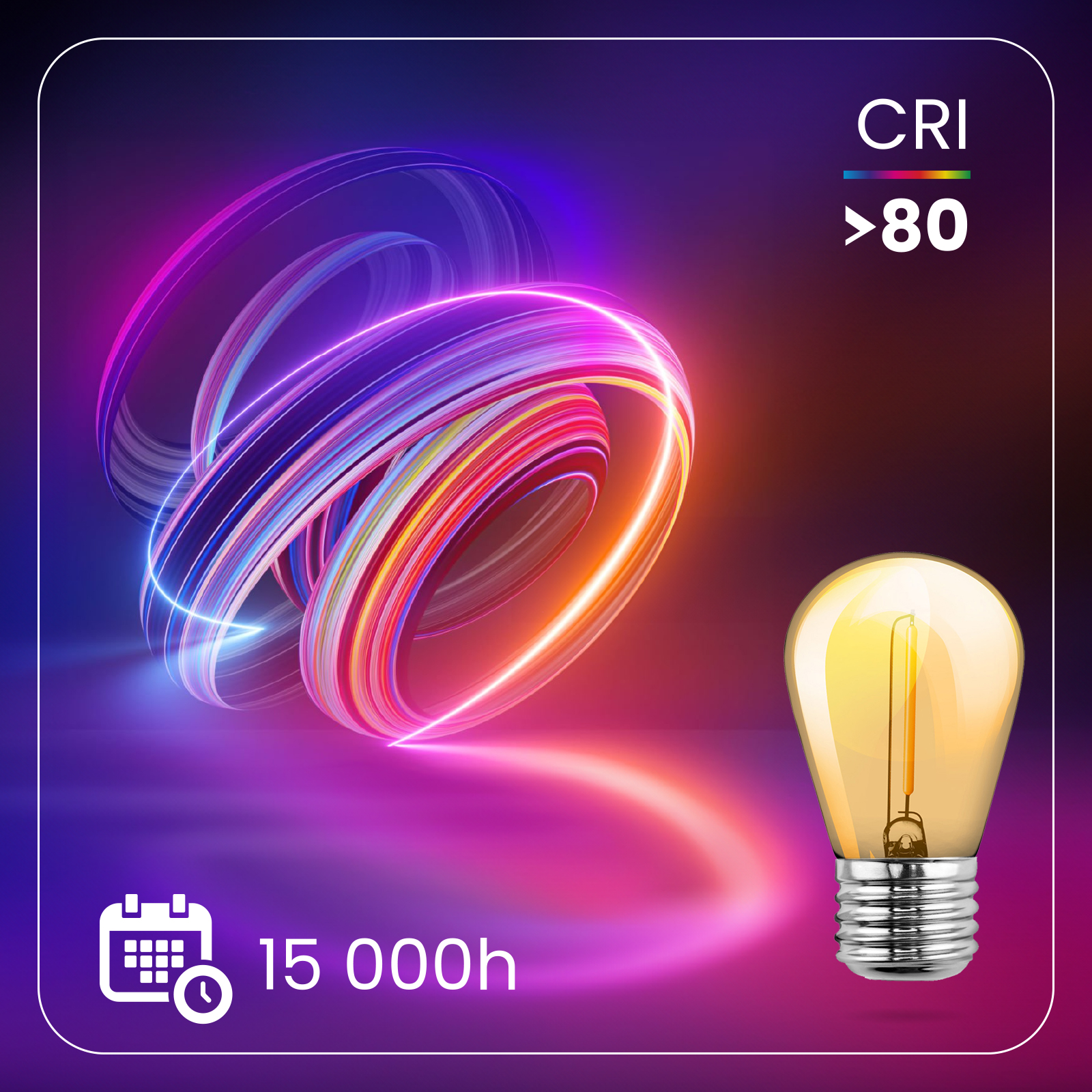 5x Żarówka LED E27 Edison ST14 1,3W = 10W 110lm 2200K Ciepła 360° BURSZTYNOWA FILAMENT LUMILED - druga cecha produktu
