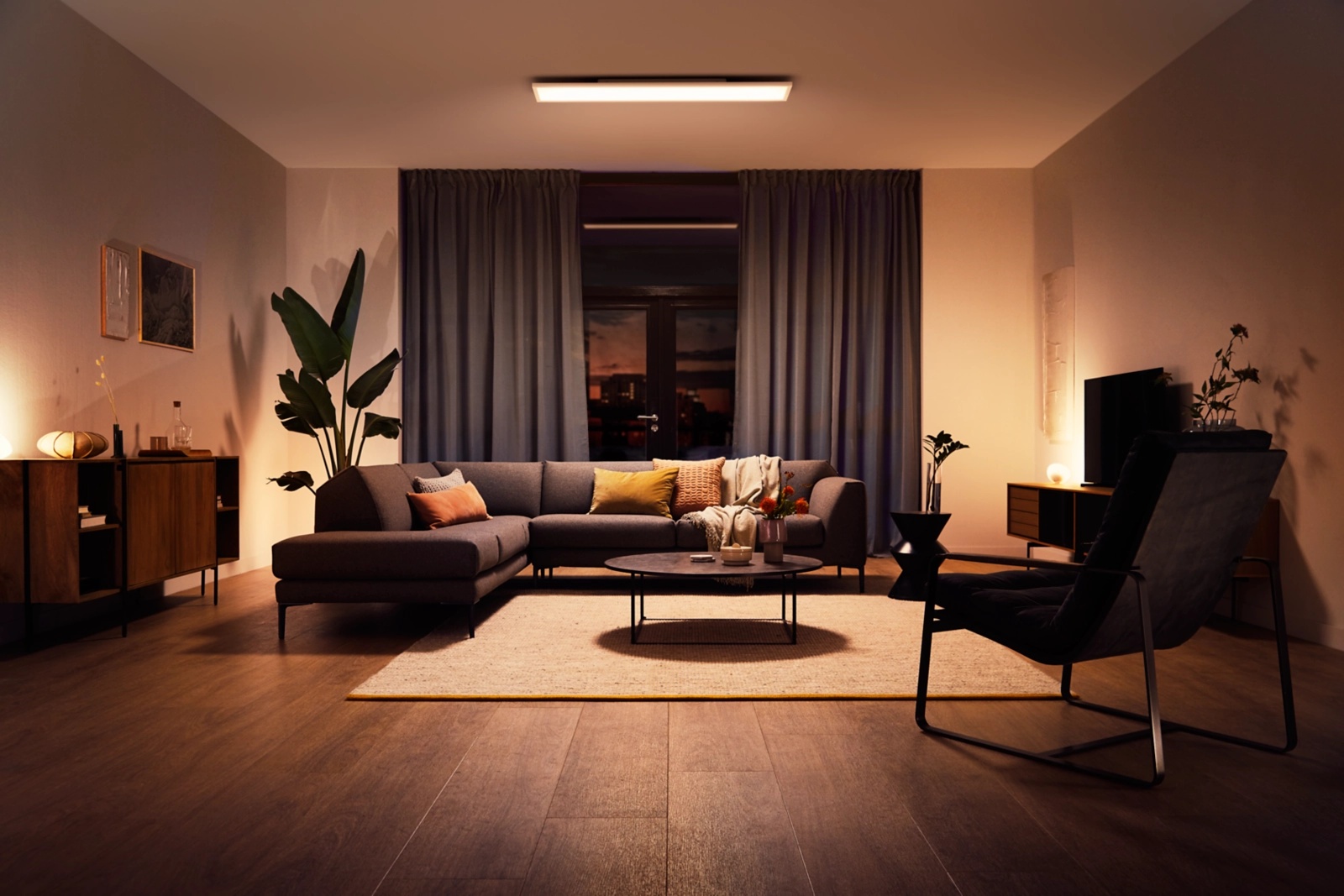 Panel LED Lampa Sufitowa Natynkowa 120x30 cm 46.5W 3750lm IP20 White Ambiance TW Biała Inteligentna SMART Zigbee Bluetooth Aurelle Philips HUE - obszar zastosowań