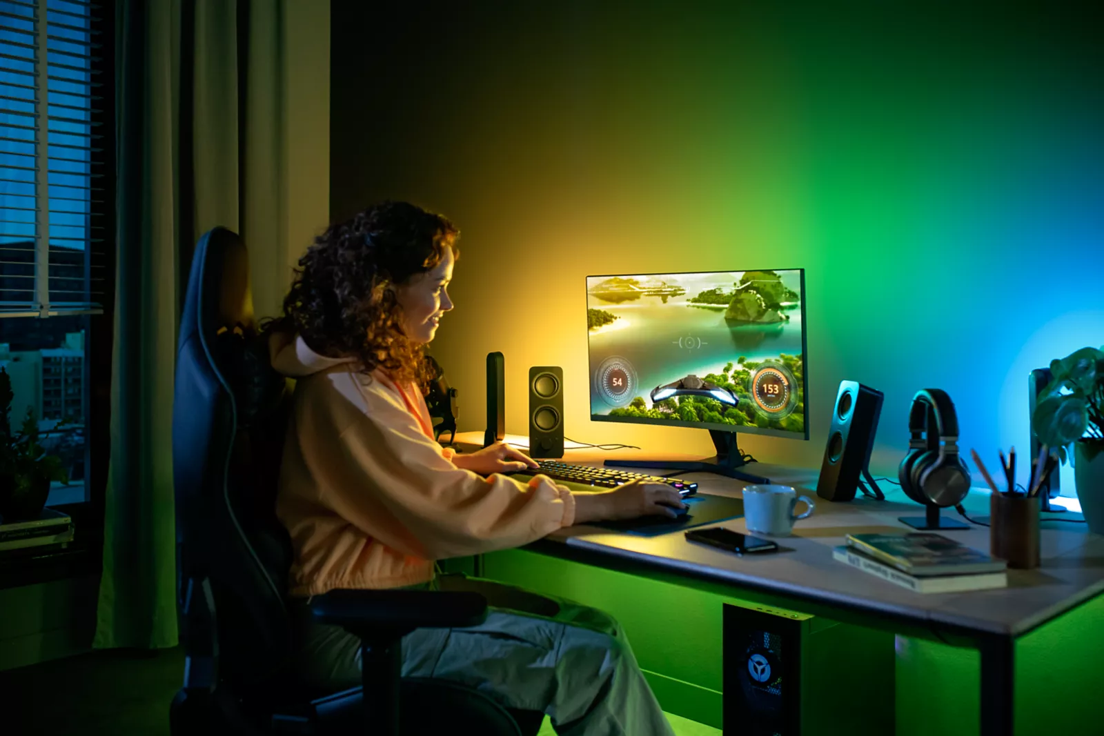 Taśma LED Pasek Podświetlenie do Monitora 24"""" 27"""" 15W 800lm IP20 White and Color Ambiance RGB + TW Inteligentna SMART Zigbee Bluetooth Gradient PC Strip Philips HUE - pierwsza cecha produktu