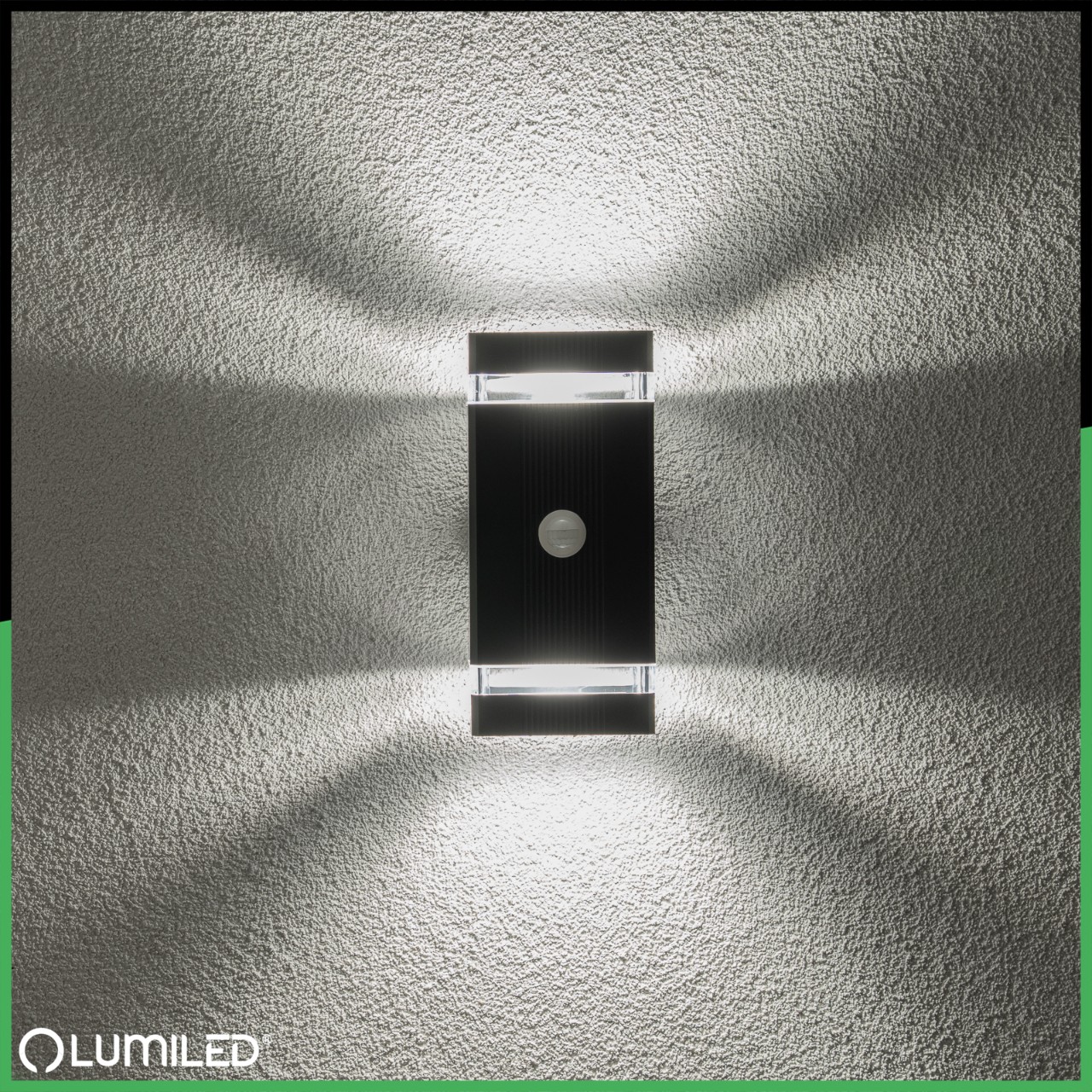 Lampa Ogrodowa Kinkiet Elewacyjny góra dół 2x GU10 Czarny Czujnik Ruchu i Zmierzchu IP54 HEDERA LUMILED - pierwsza cecha produktu