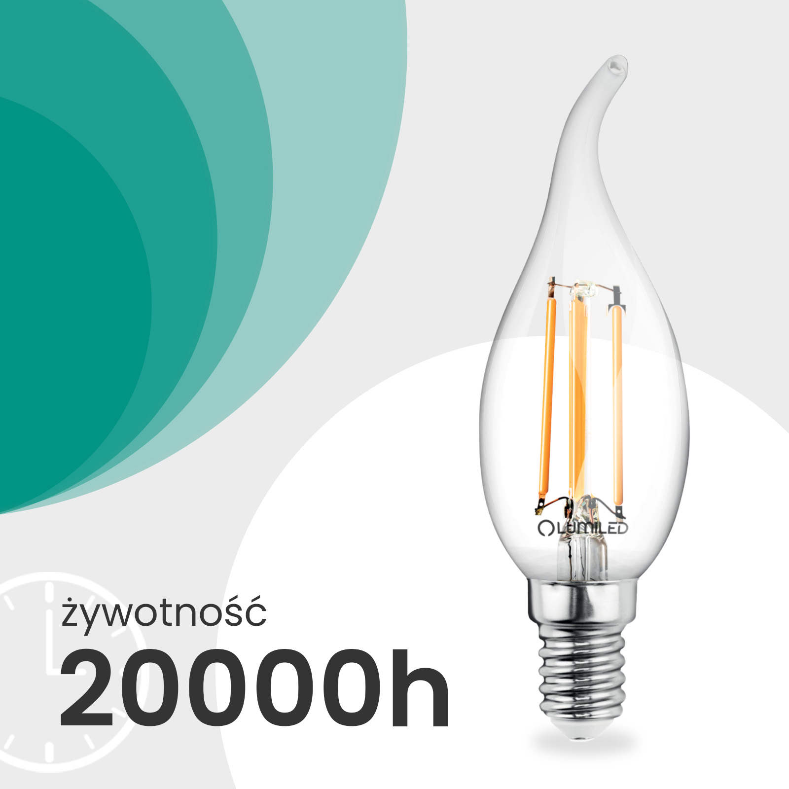 Żarówka LED E14 Świeczka BA35 2,2W 470lm = 40W 2700K Ciepła 360° Filament KLASA A LUMILED - trzecia cecha produktu