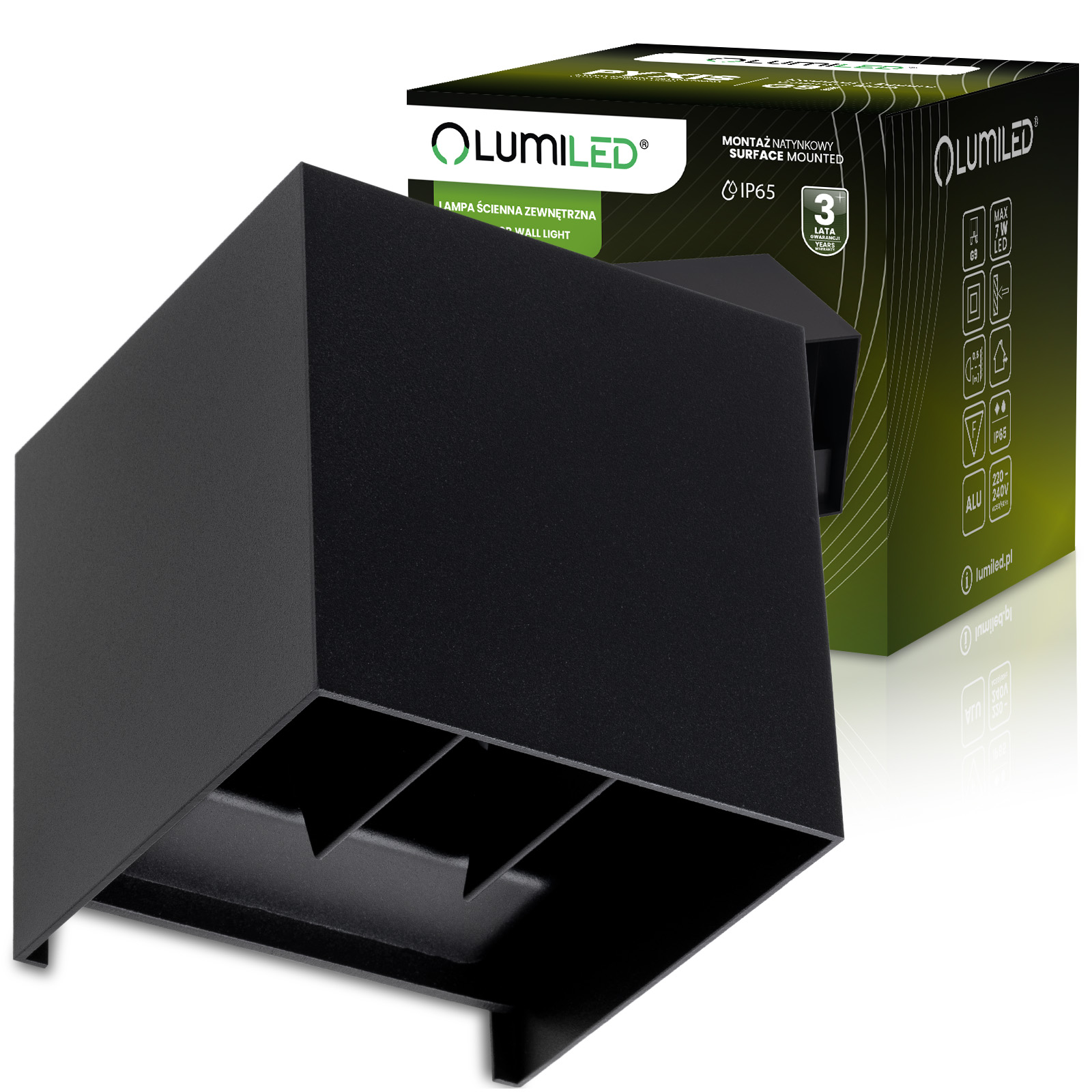 Kinkiet Ogrodowy Elewacyjny LED G9 Regulowany Góra Dół Czarny PYXIS LUMILED - główne zdjęcie produktu