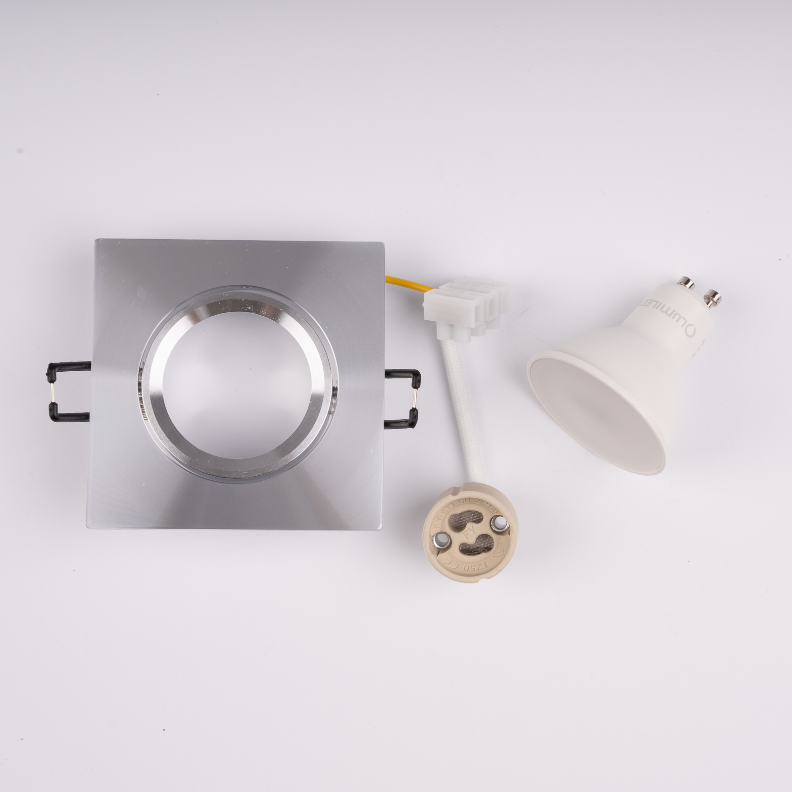 Oprawa Halogenowa Podtynkowa Kwadratowa Ruchoma TRIX 3w1 GU10 6W 4000K Srebrna Błyszcząca LUMILED - druga cecha produktu
