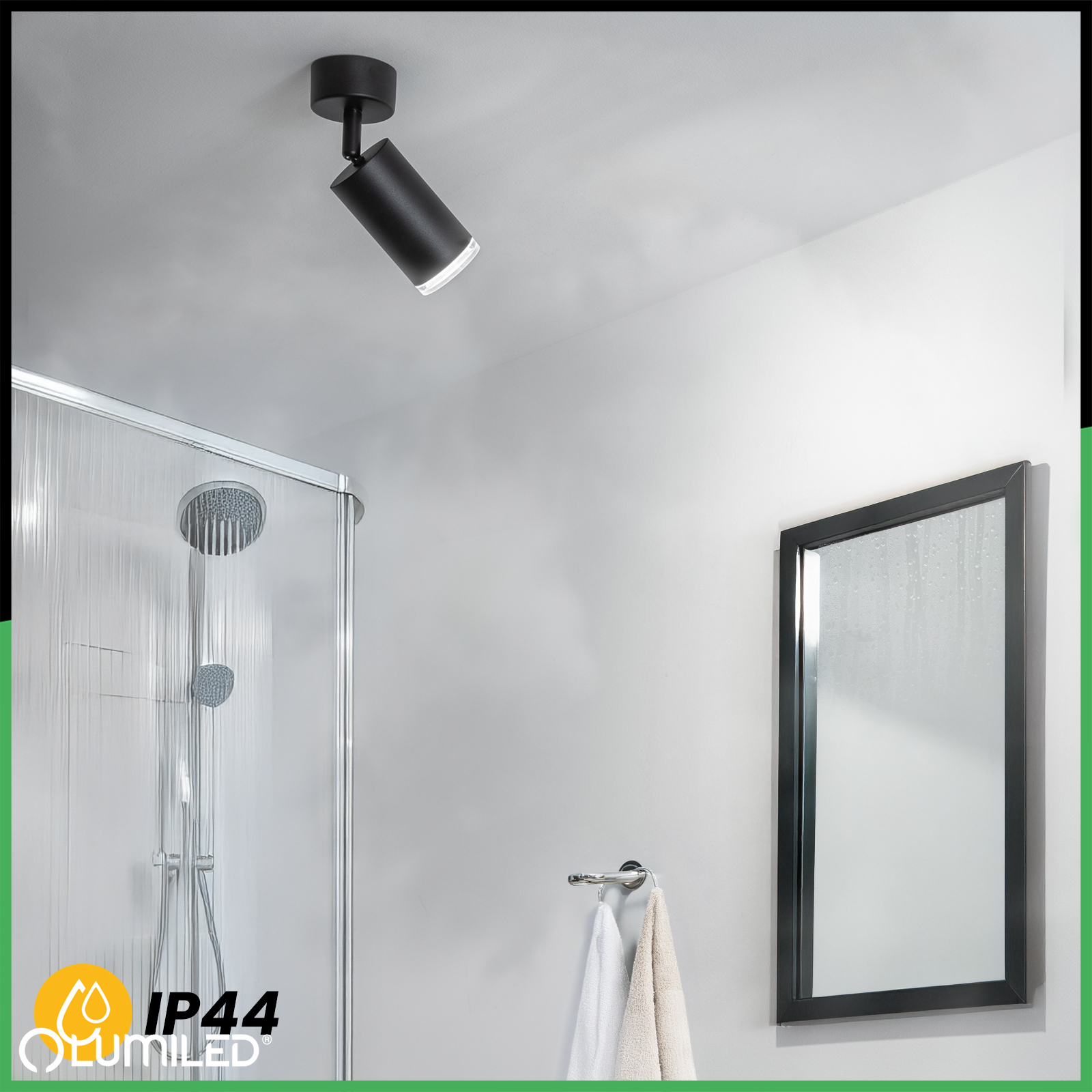Kinkiet Ścienny Lampa Sufitowa Reflektor LED Spot GU10 IP44 ADERO Czarna Lumiled - druga cecha produktu