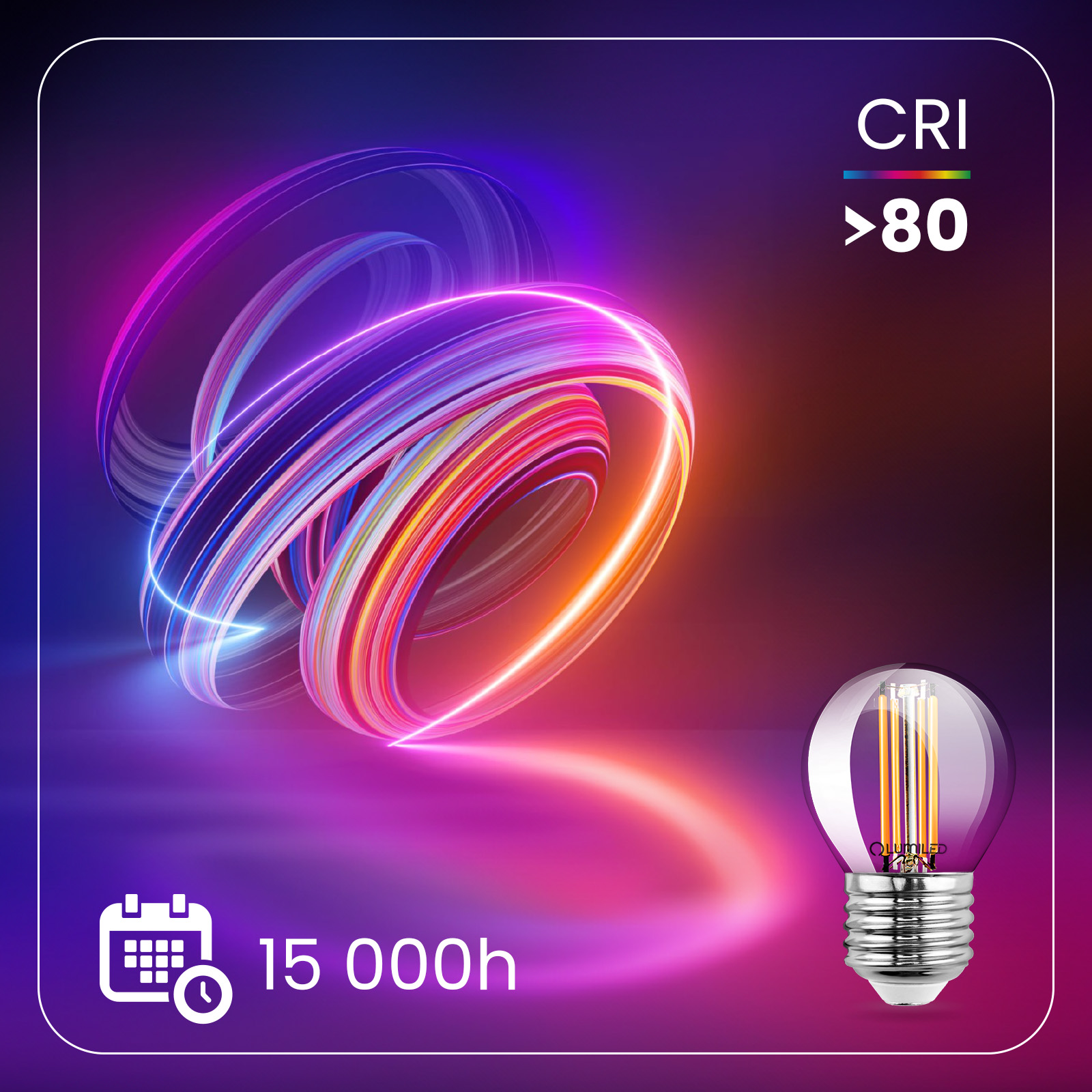 Żarówka LED E27 Kulka P45 2W = 25W 249lm 3000K Ciepła 360° FILAMENT LUMILED - druga cecha produktu