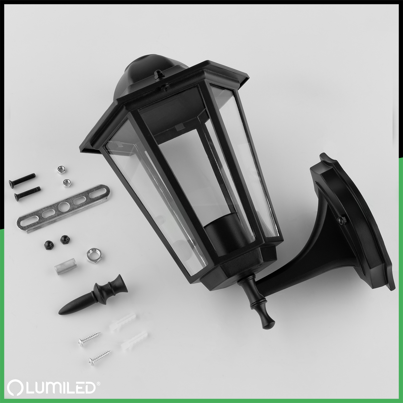 Kinkiet Ogrodowy Elewacyjny Zewnętrzny E27 LATARNIA do GÓRY Czarna BELLIS LUMILED - skład produktu