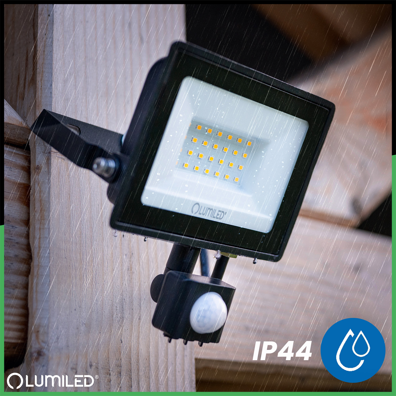 Naświetlacz LED ZUNA2 30W 2700lm 6500K IP44 Czarny Czujnik Ruchu LUMILED - pierwsza cecha produktu