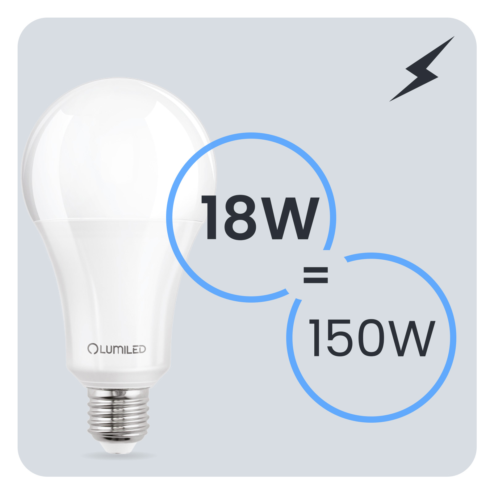 6x Żarówka LED E27 A70 18W = 150W 2430lm 6500K Zimna 260° LUMILED - trzecia cecha produktu
