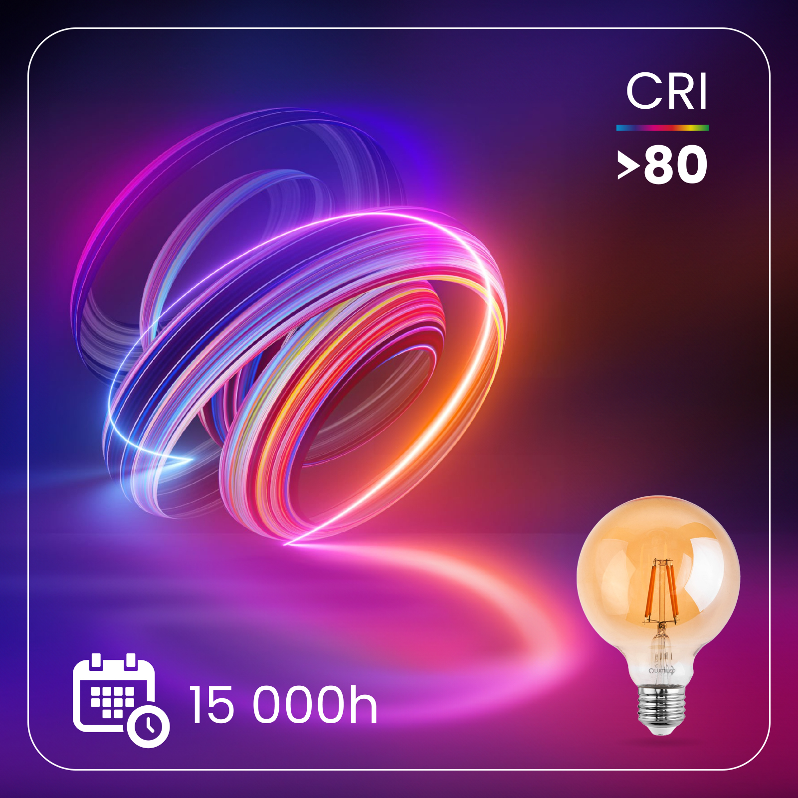 Żarówka LED E27 Kula G125 7W = 60W 806lm 2000K Ciepła 360° BURSZTYNOWA FILAMENT LUMILED - druga cecha produktu