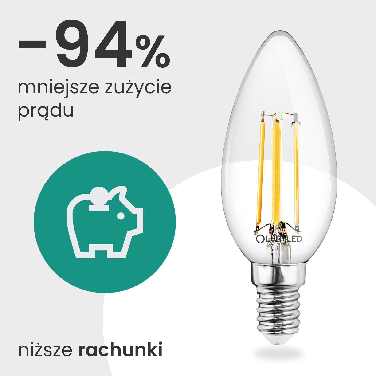 10x Żarówka LED E14 Świeczka B35 2,2W 470lm = 40W 2700K Ciepła 360° Filament KLASA A LUMILED - pierwsza cecha produktu