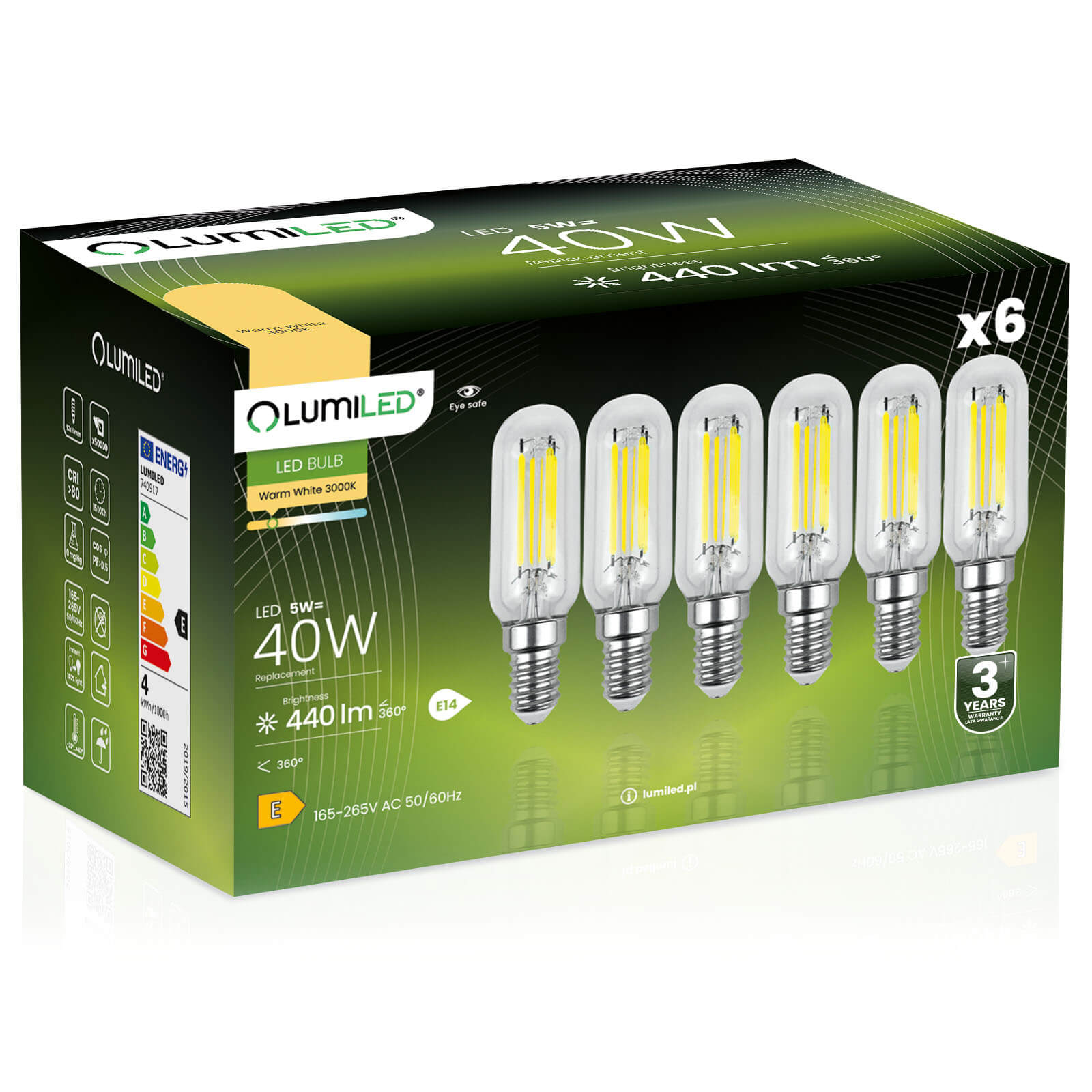 6x Żarówka LED E14 Edison ST26 4W = 40W 440lm 3000K Ciepła 360° FILAMENT LUMILED - główne zdjęcie produktu