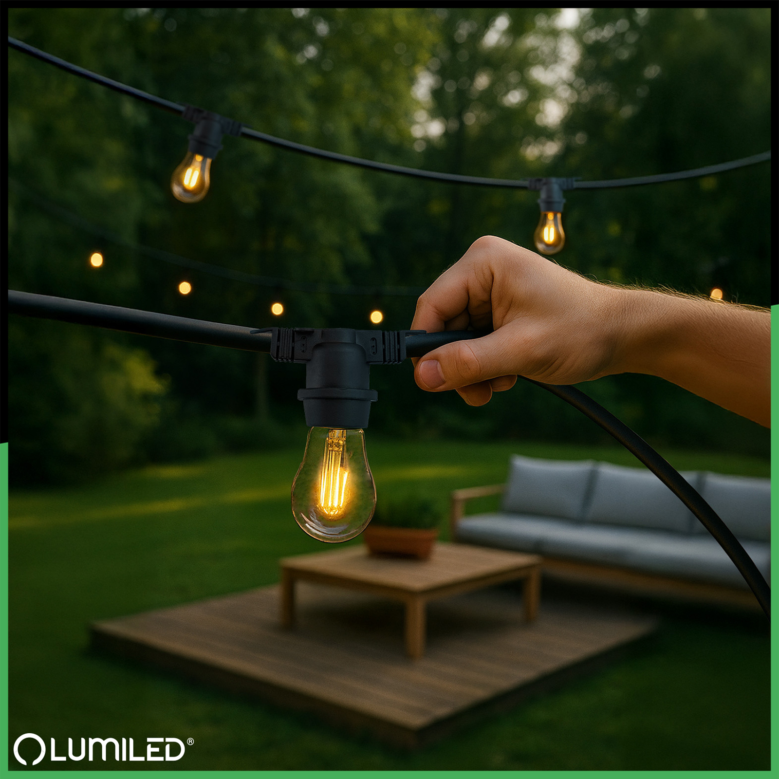 Girlanda Ogrodowa Zewnętrzna Łańcuch Świetlny 15m 15x E27 Żarówki 1W 2700K NARCI Lumiled - obszar zastosowań
