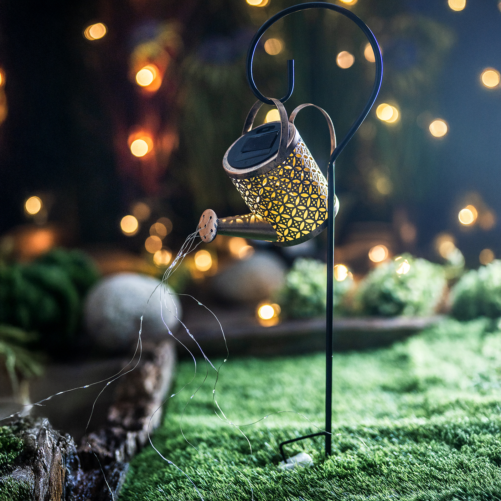 Lampa Ogrodowa LED Solarna Wbijana Konewka ROSA Miedziana IP44 3000K LUMILED - aranżacja