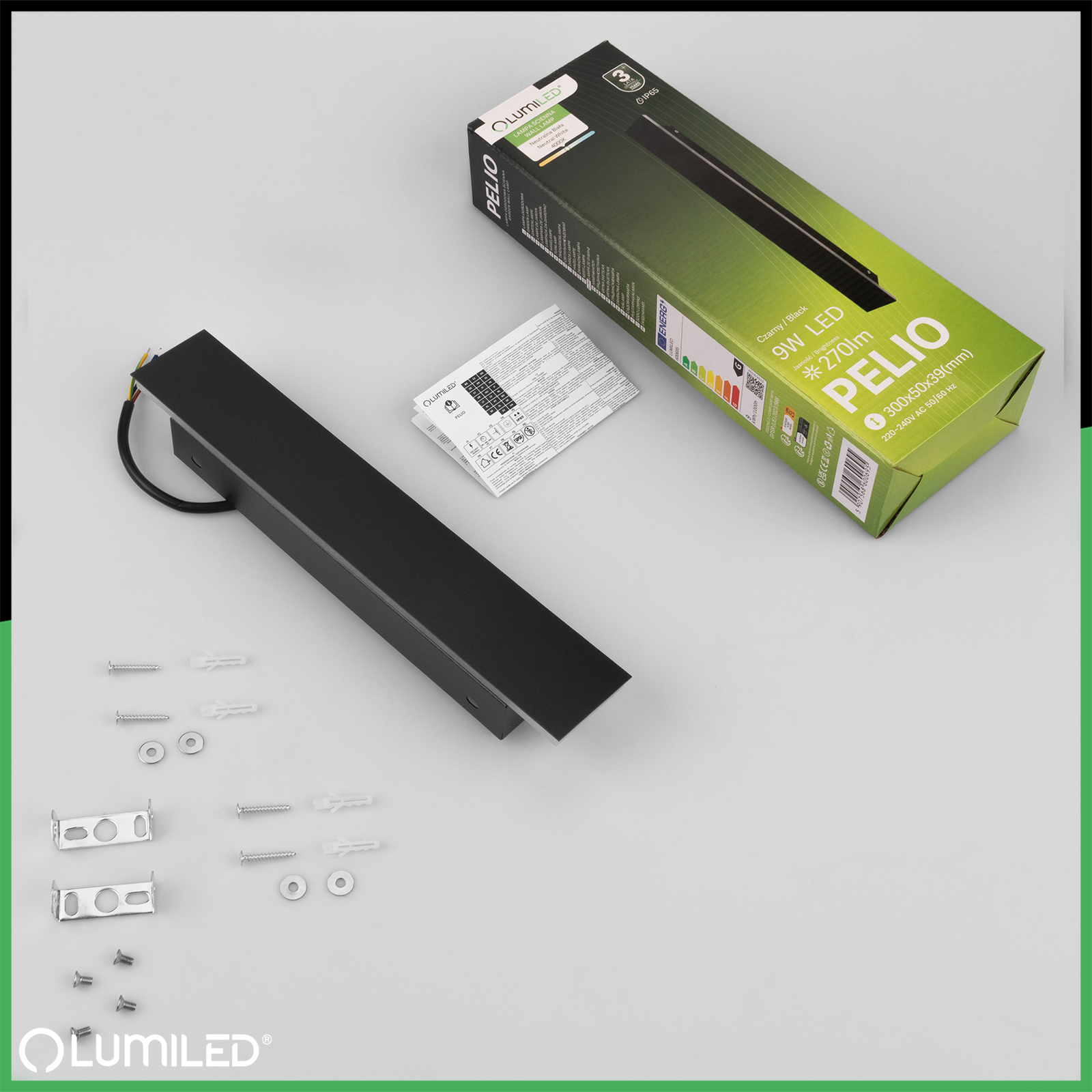 Lampa Ogrodowa LED Natynkowa PELIO Kinkiet Elewacyjny Ścienny 9W 4000K IP65 LUMILED - skład produktu