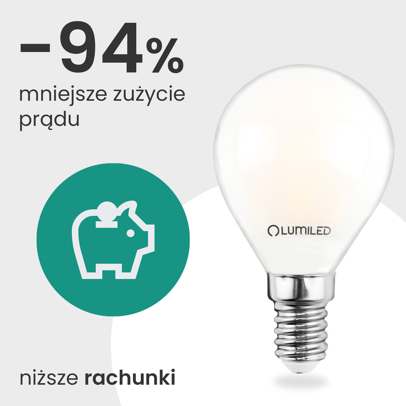 Żarówka LED E14 Kulka P45 2,2W 470lm = 40W 4000K Neutralna 360° Filament KLASA A LUMILED - pierwsza cecha produktu