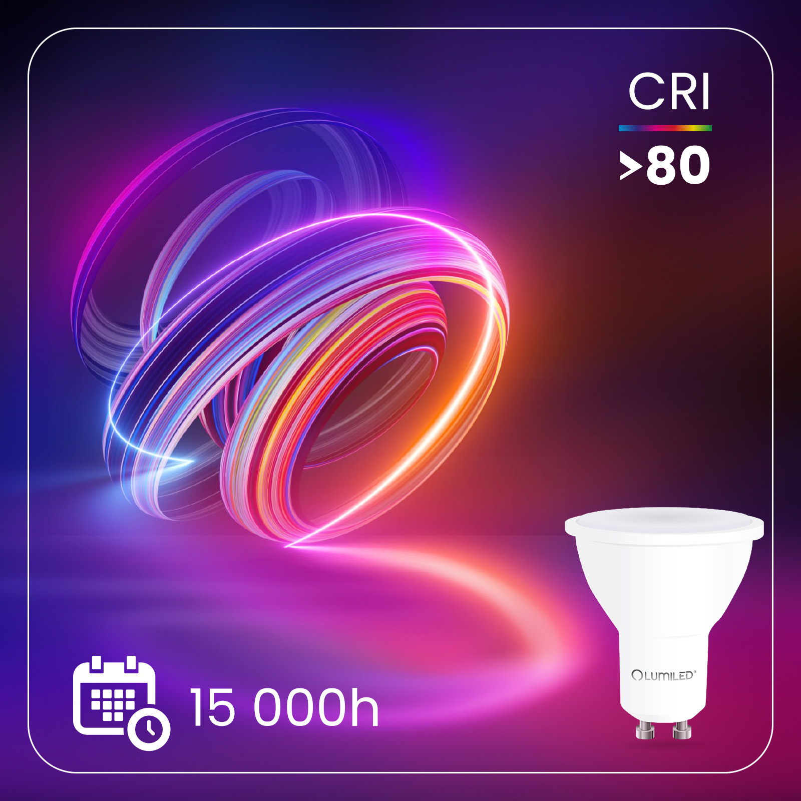 Żarówka LED GU10 Reflektor PAR16 5W = 35W 480lm 3000K Ciepła 120° LUMILED - druga cecha produktu