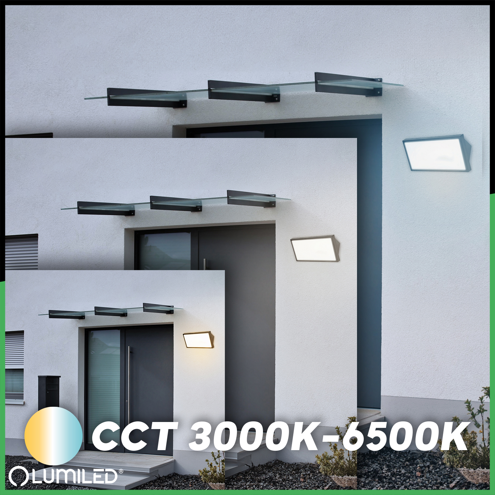 Lampa Ogrodowa Zewnętrzna Kinkiet Elewacyjny CCT 20W LED IP44 MAVIS LUMILED - pierwsza cecha produktu