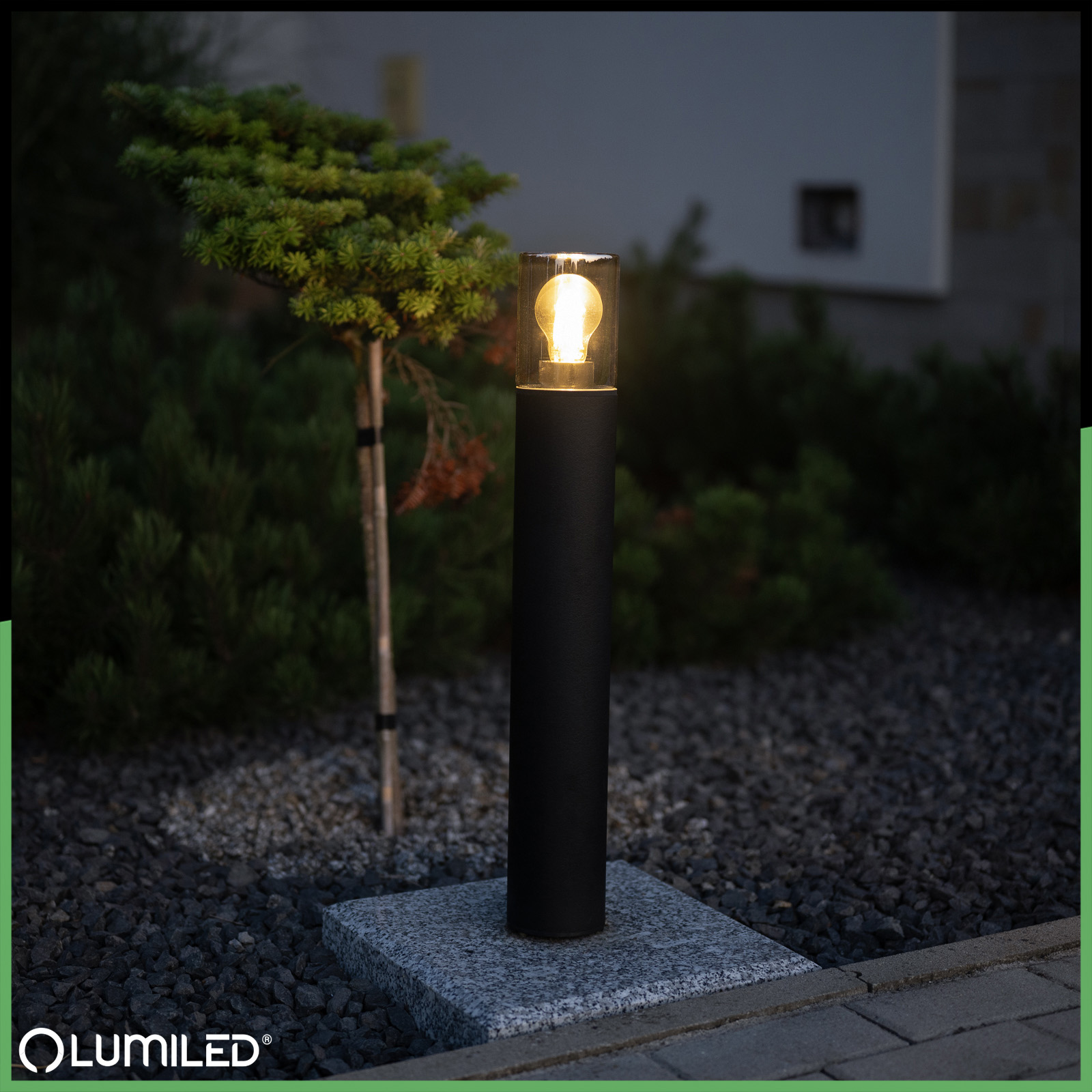 Lampa Ogrodowa Stojąca Zewnętrzna Słupek NA ŻARÓWKE E27 Czarna SZKŁO IP54 60 cm SALVIA LUMILED - trzecia cecha produktu