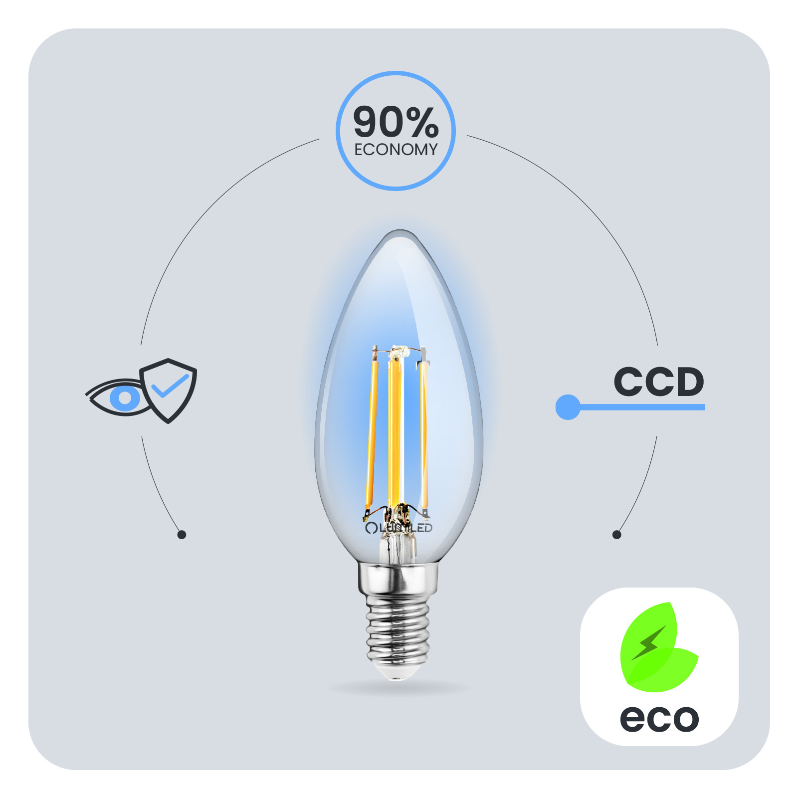 Żarówka LED E14 Świeczka B35 2W = 25W 249lm 3000K Ciepła 360° FILAMENT LUMILED - pierwsza cecha produktu