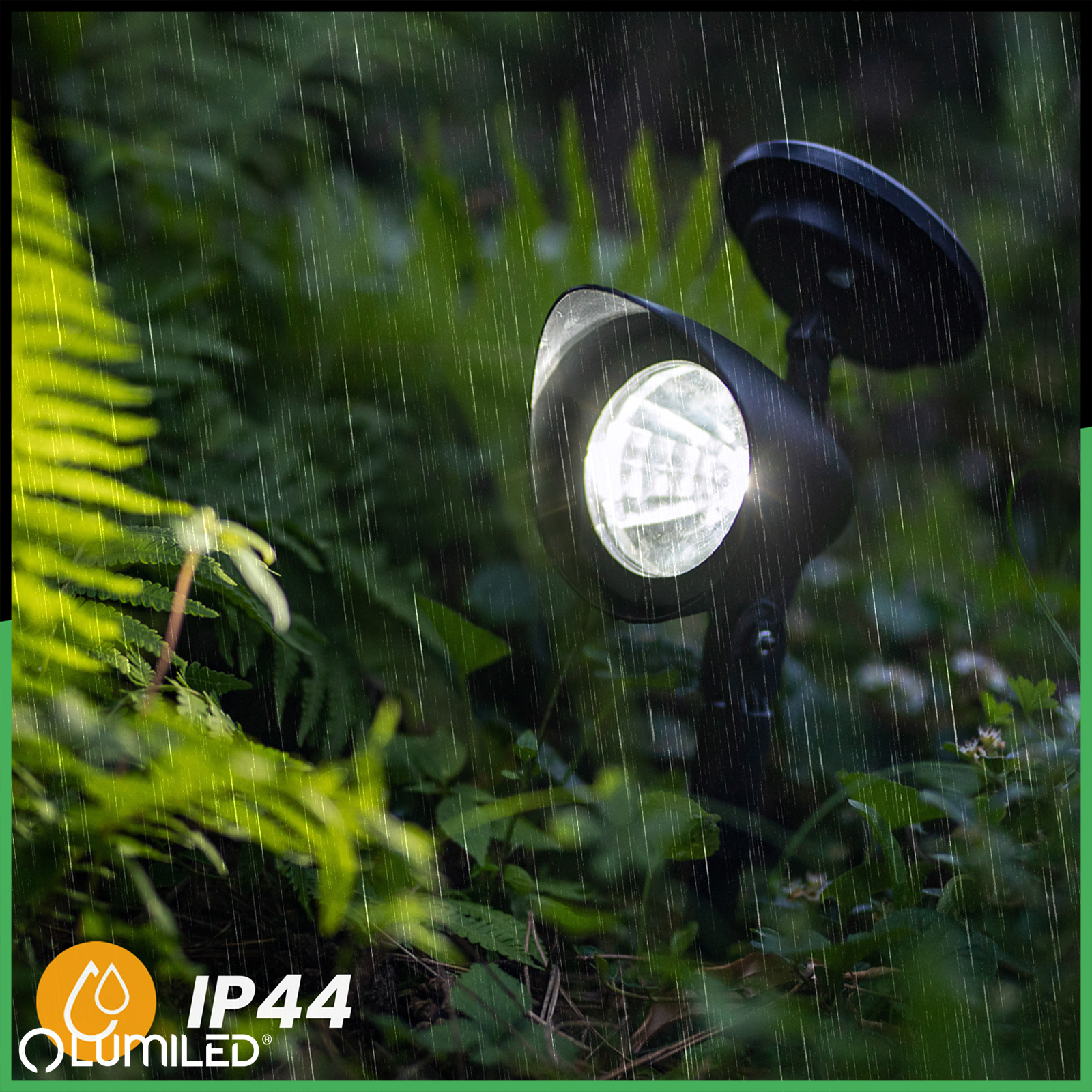 3x Lampa Ogrodowa LED Solarna Wbijana Czarna Kierunkowa OGA Reflektor IP44 6500K LUMILED - czwarta cecha produktu