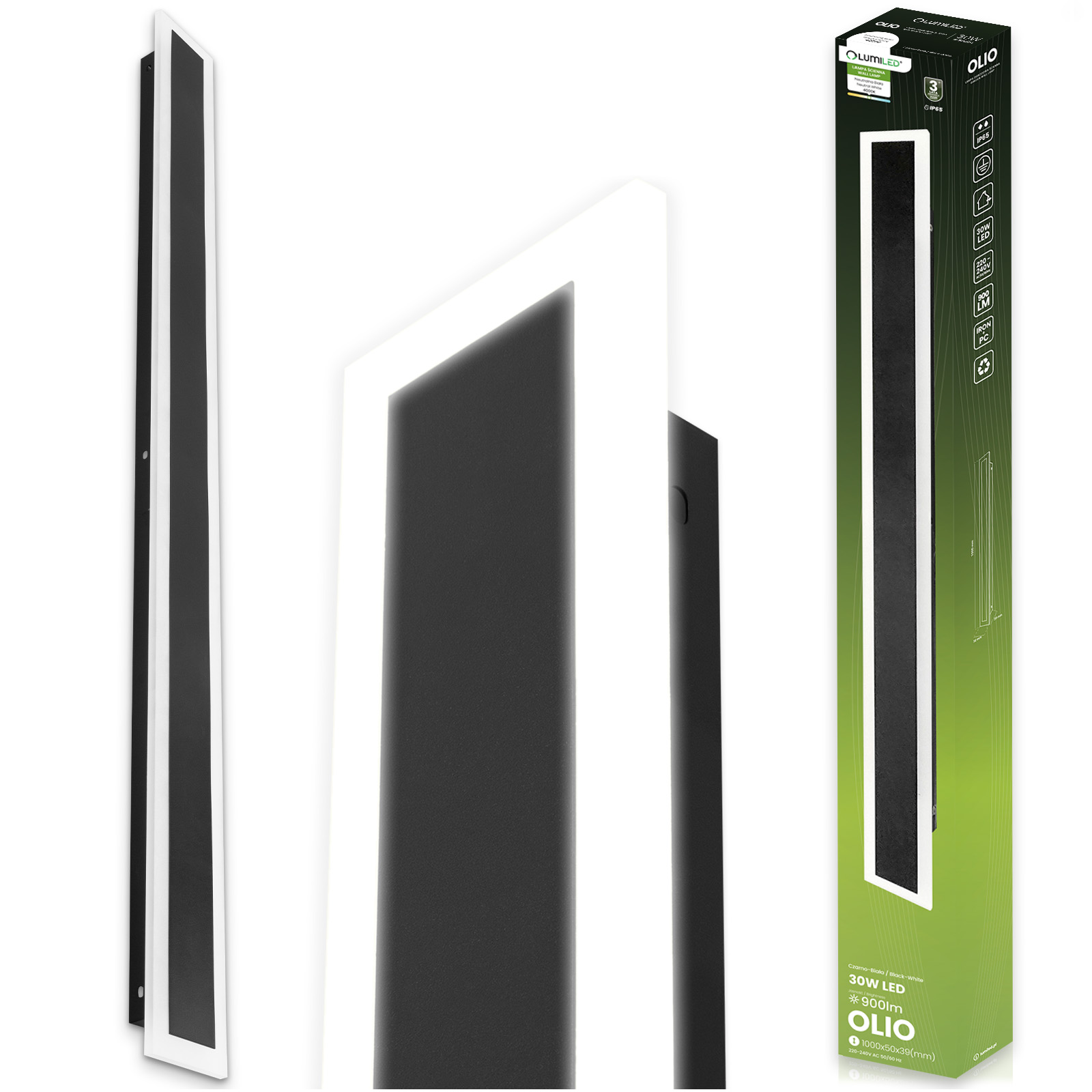 Lampa Ogrodowa LED Natynkowa OLIO Kinkiet Elewacyjny Ścienny 30W 4000K 100cm IP65 LUMILED - główne zdjęcie produktu