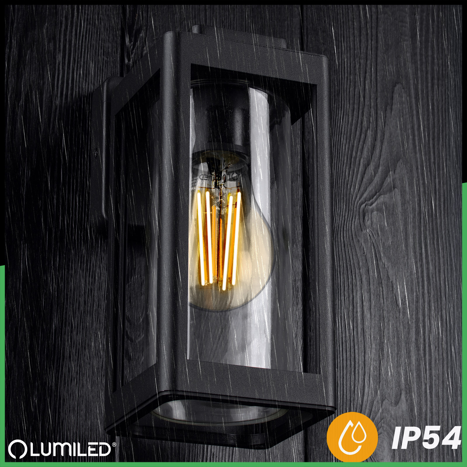 Kinkiet Ogrodowy Elewacyjny Zewnętrzny Lampa E27 QUADRA LUMILED - pierwsza cecha produktu