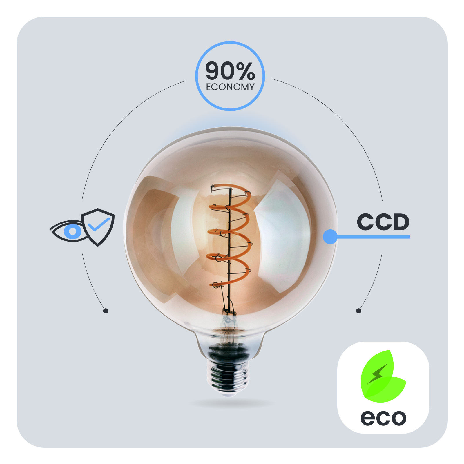 6x Żarówka LED E27 Kula G125 6W = 50W 660LM 2200K Ciepła 360° Dymiona Filament LUMILED - pierwsza cecha produktu