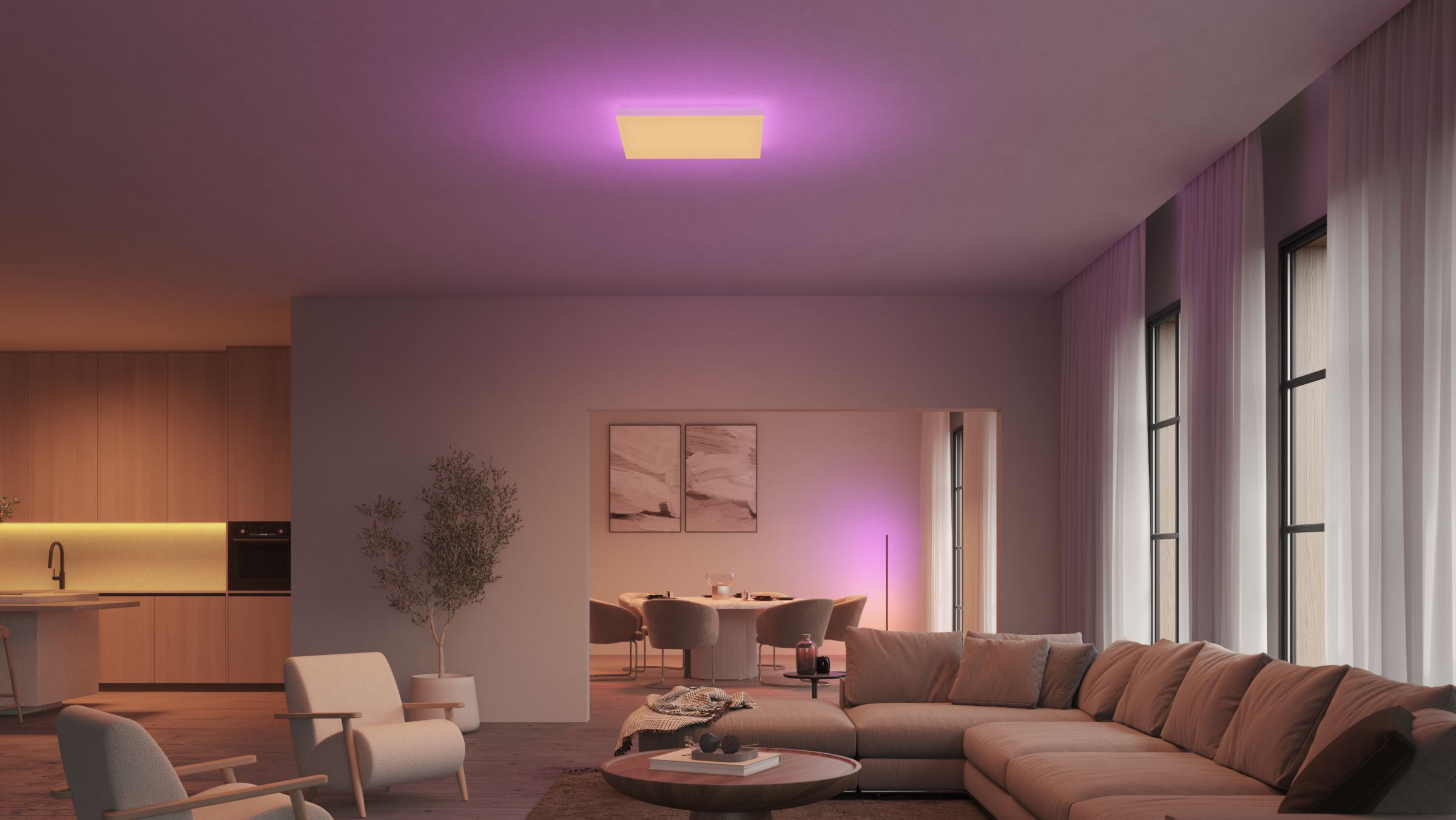 Panel LED Lampa Sufitowa Natynkowa 60x60 cm 67W 4850lm IP20 White and Color Ambiance RGB + TW Biała Inteligentna SMART Zigbee Bluetooth Datura Philips HUE - obszar zastosowań