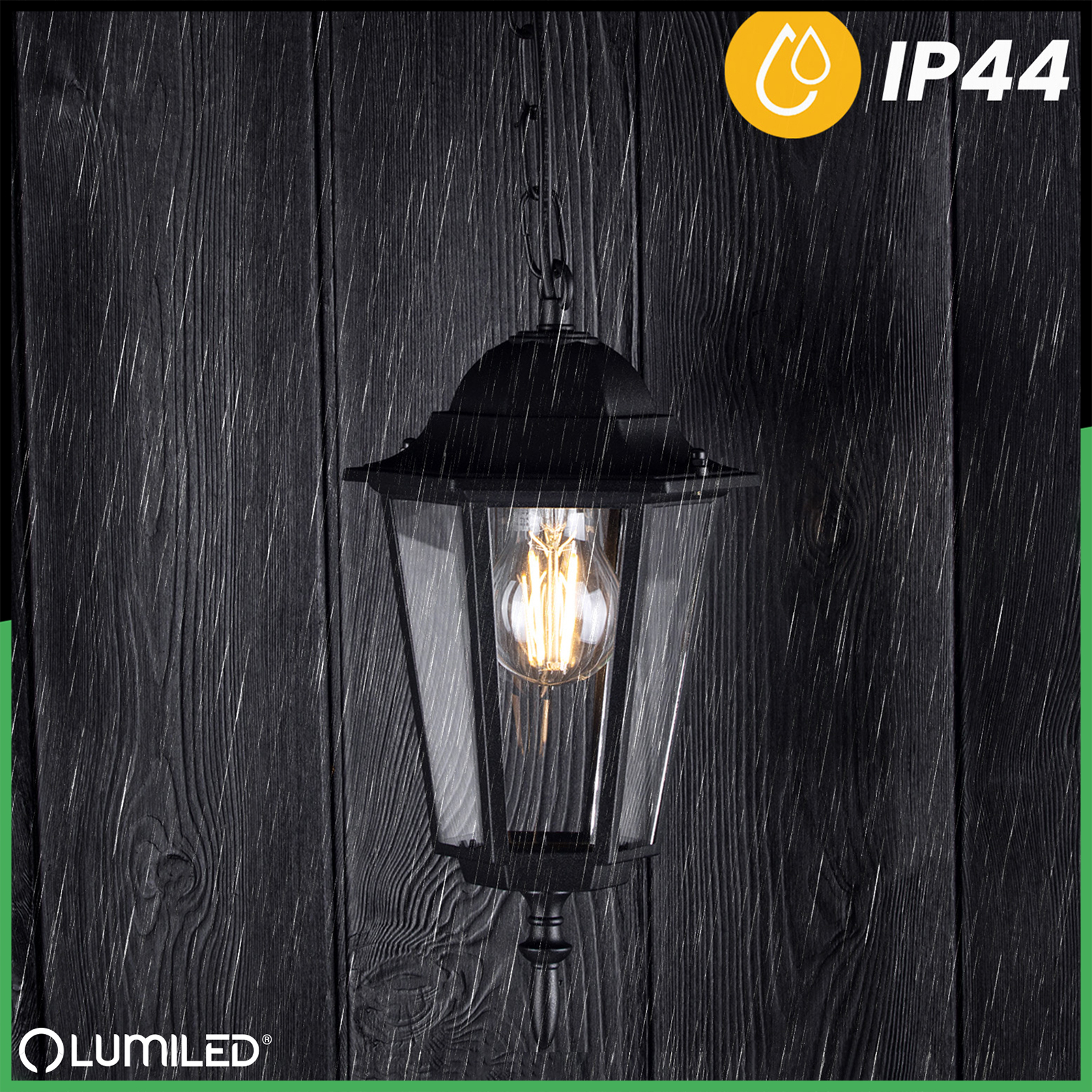 Lampa Ogrodowa Wisząca Zewnętrzna E27 LATARNIA Czarna BELLIS LUMILED - pierwsza cecha produktu