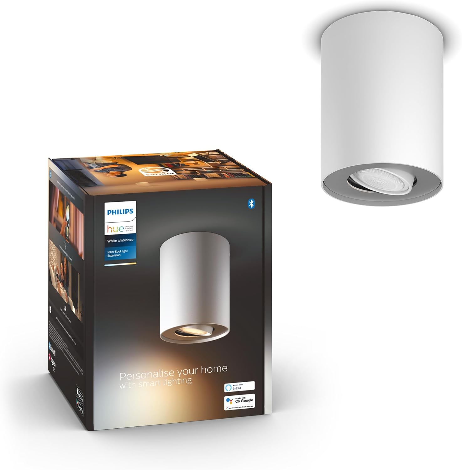Lampa Sufitowa LED Oprawa Natynkowa TUBA SPOT 4.2W 400lm IP20 White Ambiance TW Biała Inteligentna SMART Zigbee Bluetooth Pillar Philips HUE - główne zdjęcie produktu