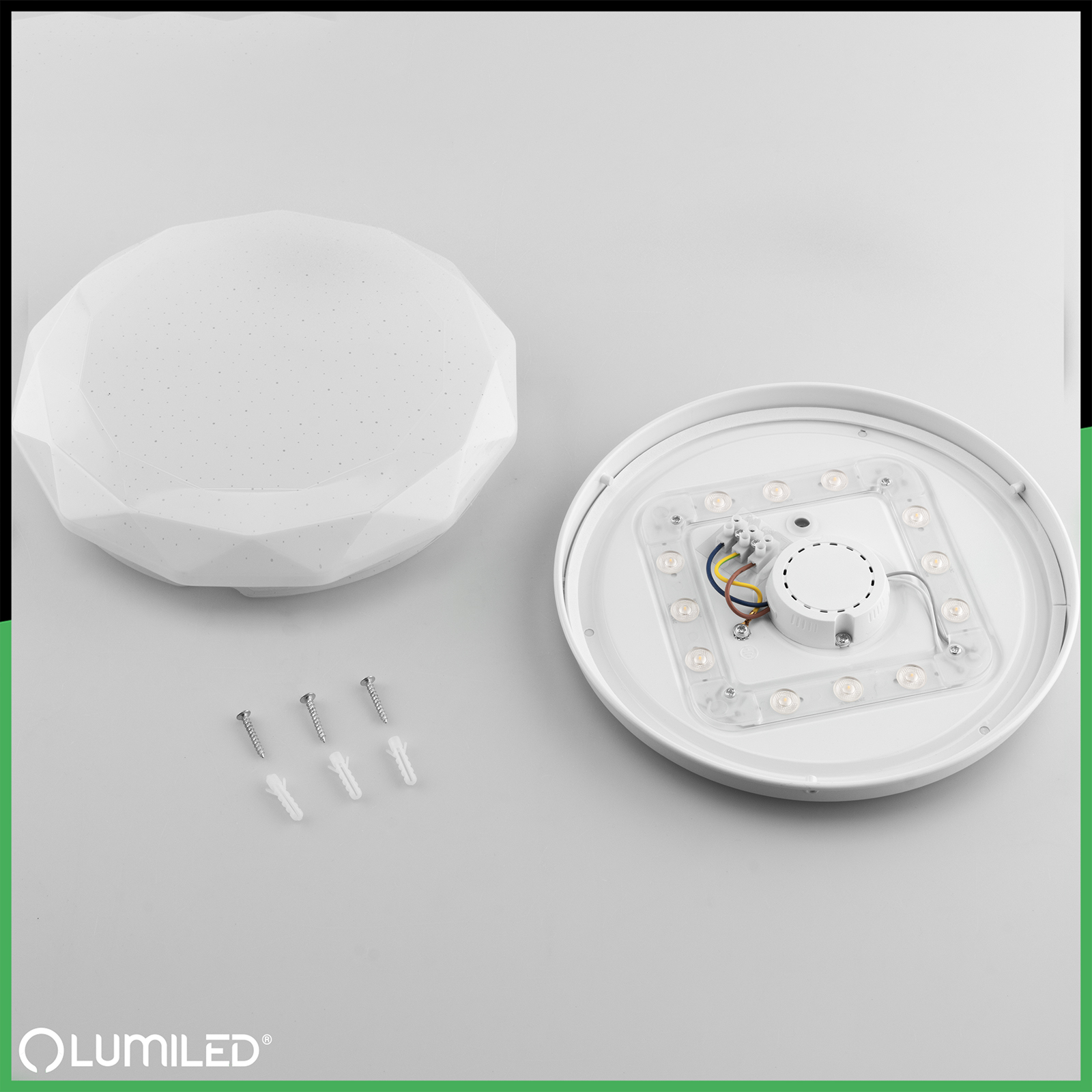 Plafon LED Lampa Sufitowa Natynkowa 12W IP44 Okrągły GLORY 2 DIAMENT 26cm LUMILED - skład produktu