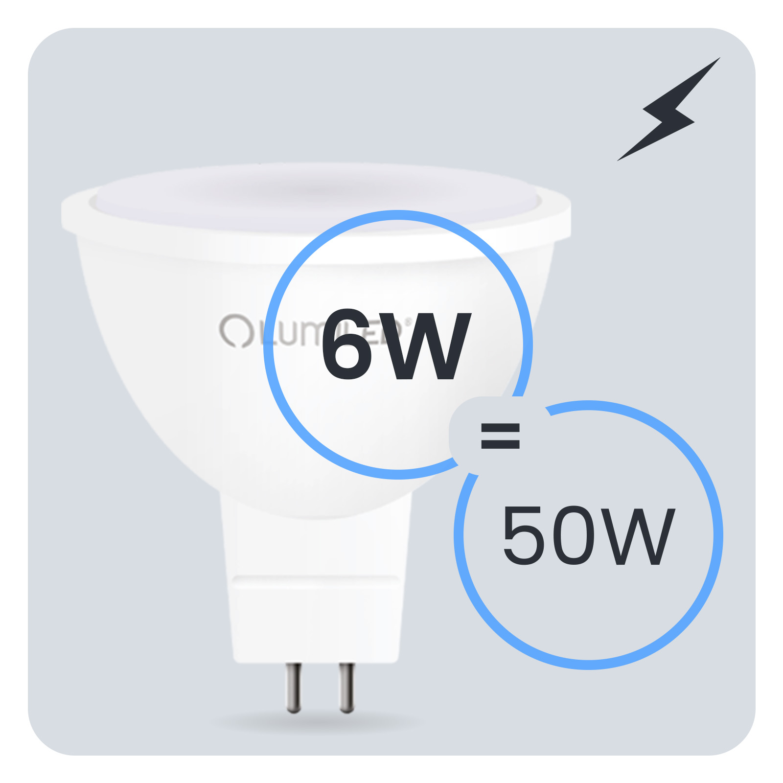 10x Żarówka LED GU5.3 Reflektor MR16 6W = 50W 580lm 6500K Zimna 120° LUMILED - trzecia cecha produktu