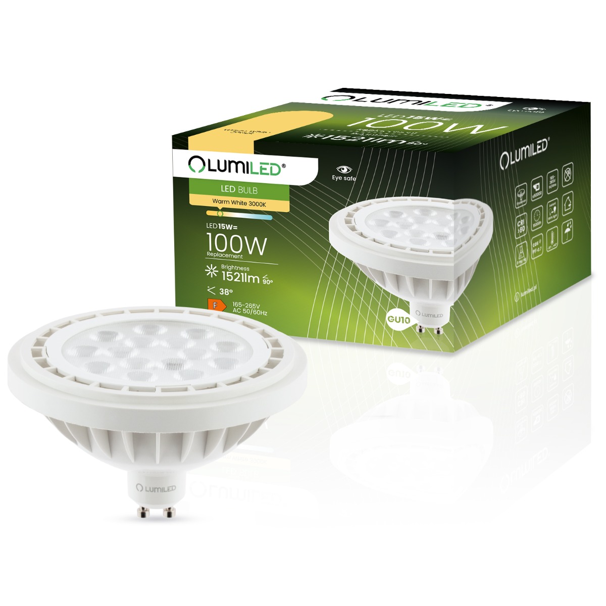 Żarówka LED GU10 Reflektor ES111 15W = 100W 1521lm 3000K Ciepła 38° LUMILED - główne zdjęcie produktu
