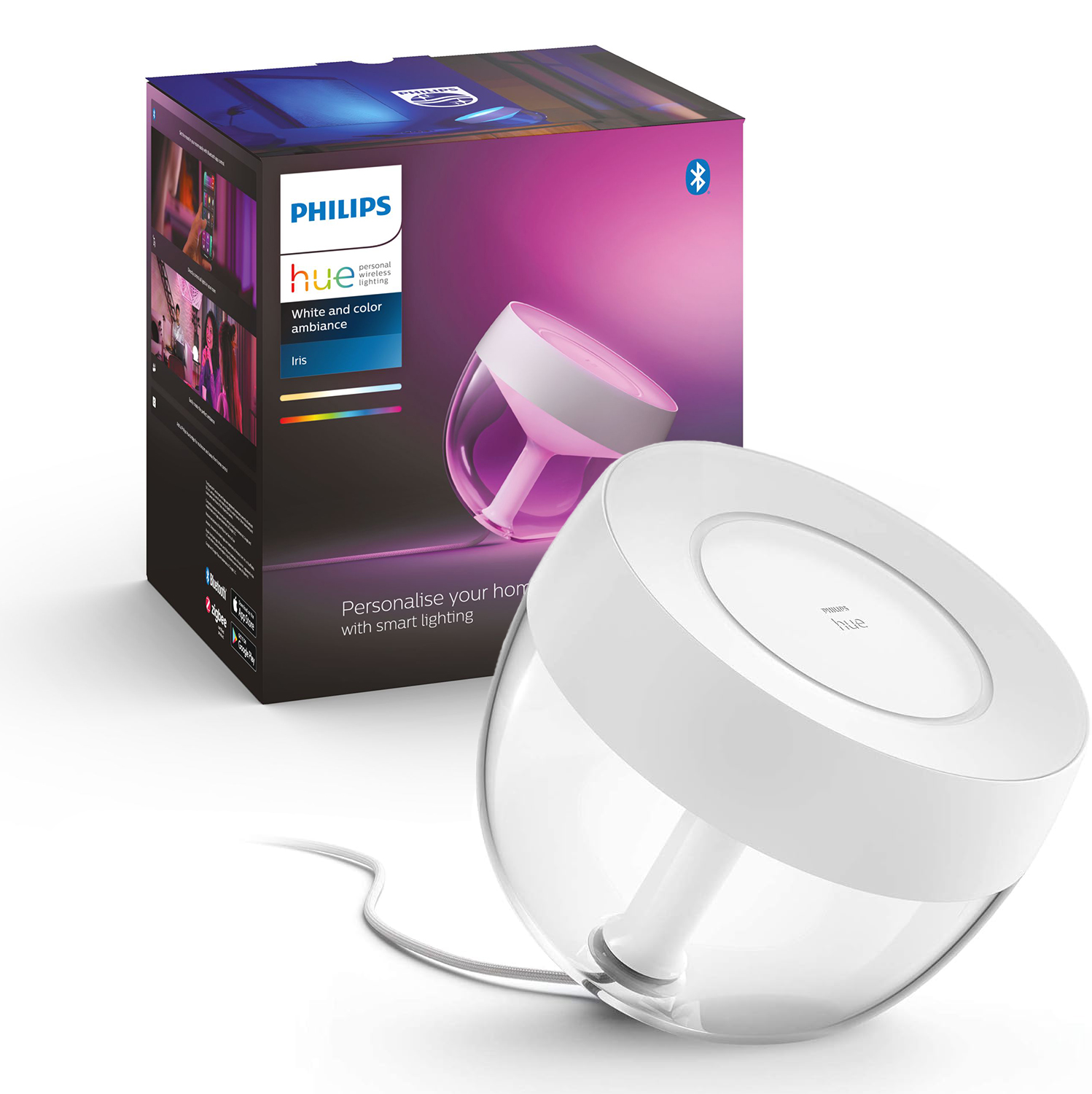Lampka Biurkowa LED Nocna 8.2W 570lm IP20 White and Color Ambiance RGB + TW Przezroczysta Inteligentna SMART Zigbee Bluetooth Iris Philips HUE - główne zdjęcie produktu