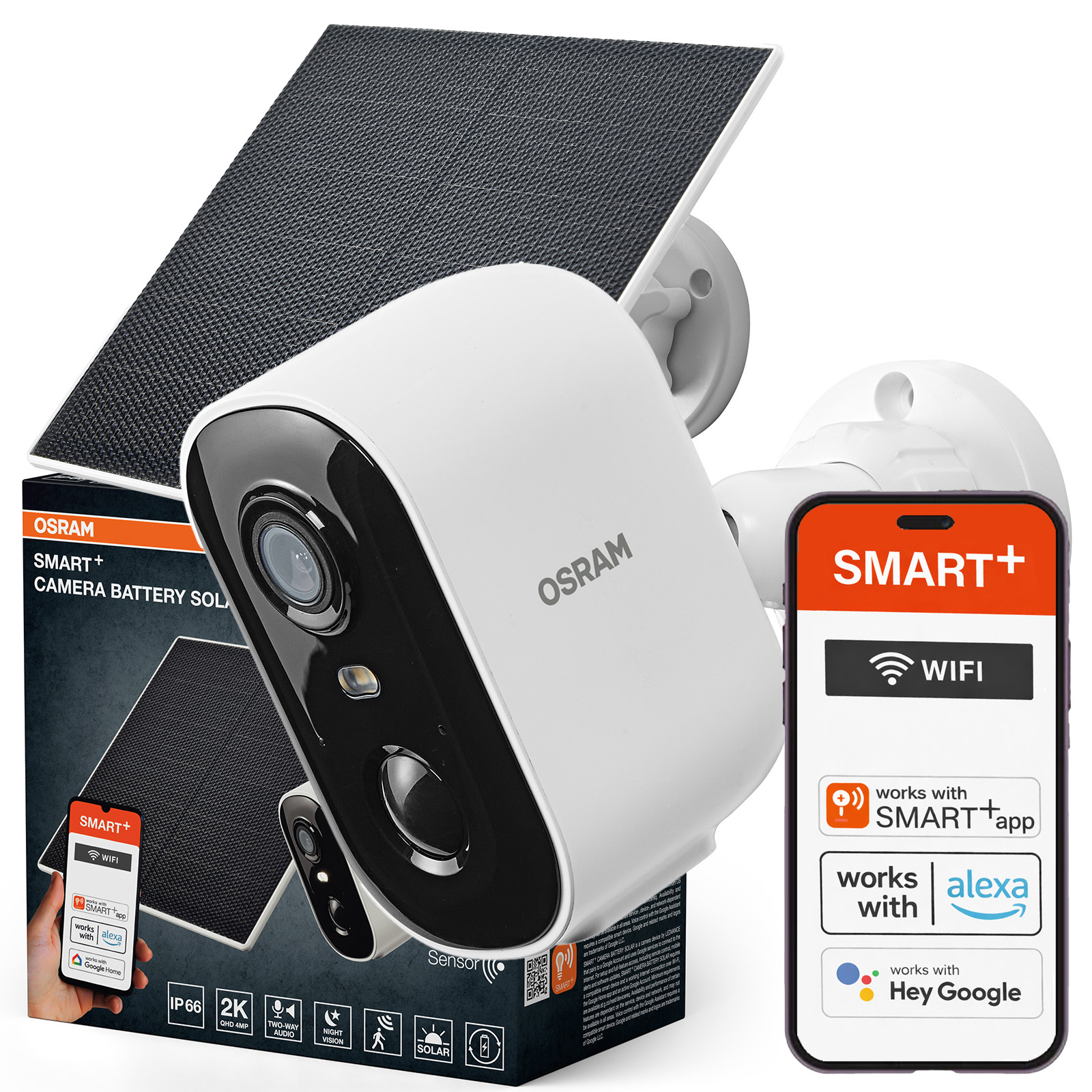 Kamera Solarna Zewnętrzna Regulowana 2K QHD Czujnik Ruchu Alarm IP66 Smart Wifi Biała Osram - główne zdjęcie produktu
