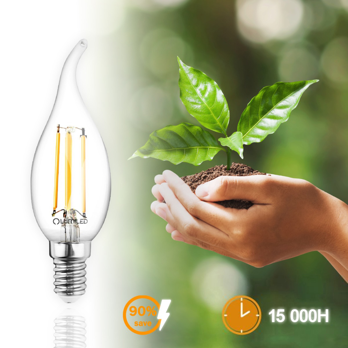 Żarówka LED E14 Świeczka BA35 7W = 60W 806lm 4000K Neutralna 360° FILAMENT LUMILED - druga cecha produktu
