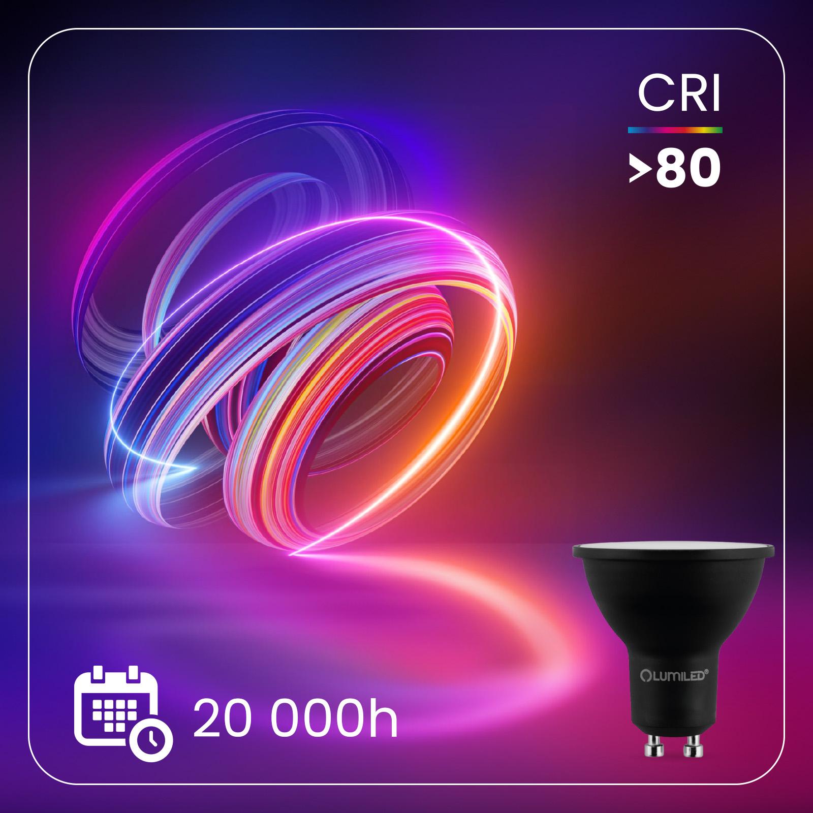 Żarówka LED GU10 Reflektor PAR16 6W = 50W 600lm 4000K Neutralna 120° Czarna LUMILED - druga cecha produktu