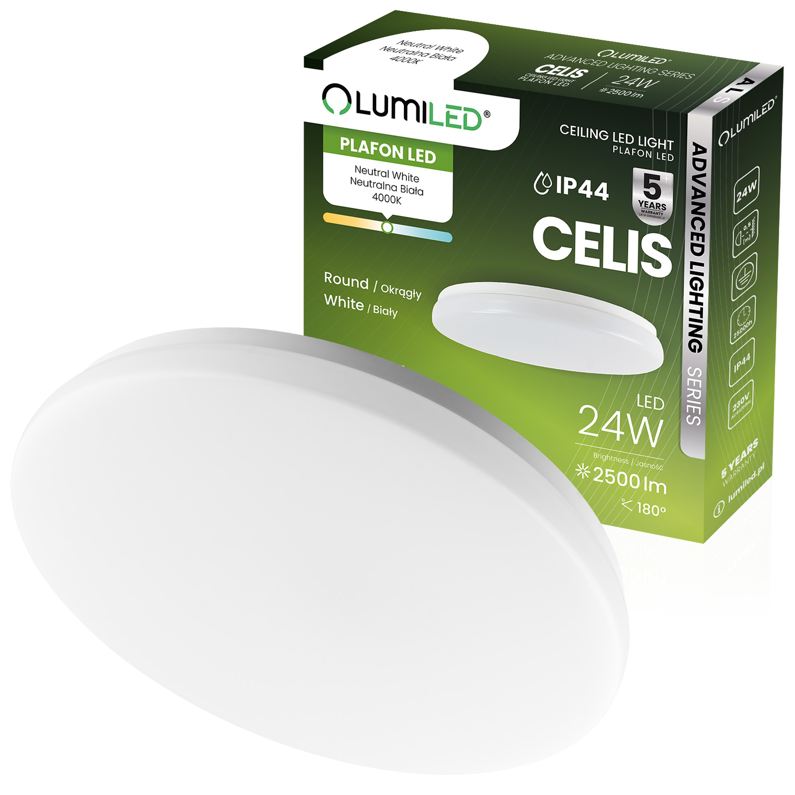 Plafon LED Lampa Sufitowa Natynkowa 24W 4000K CELIS Okrągły IP44 ALS LUMILED - główne zdjęcie produktu
