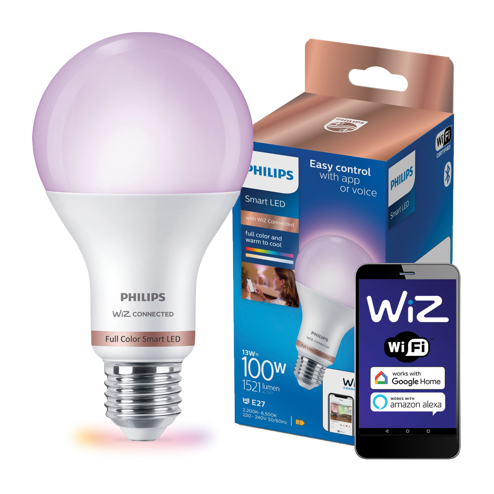 Żarówka LED E27 A67 13W = 100W 1521lm 2200-6500K RGB + TW Inteligentna SMART WiFi Bluetooth Aplikacja WiZ Philips - główne zdjęcie produktu